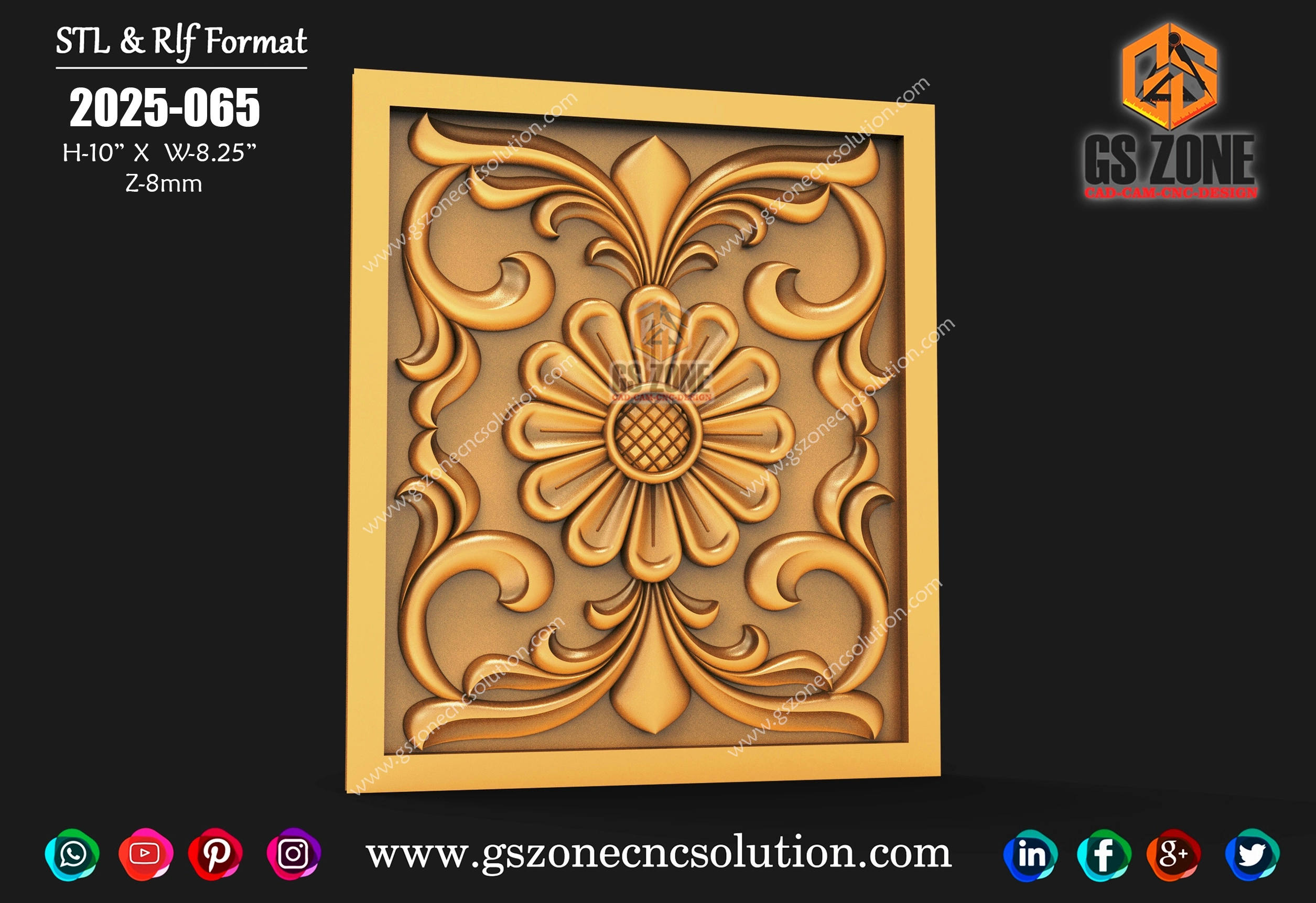 2025-065 | 3D Floral Carving Panel