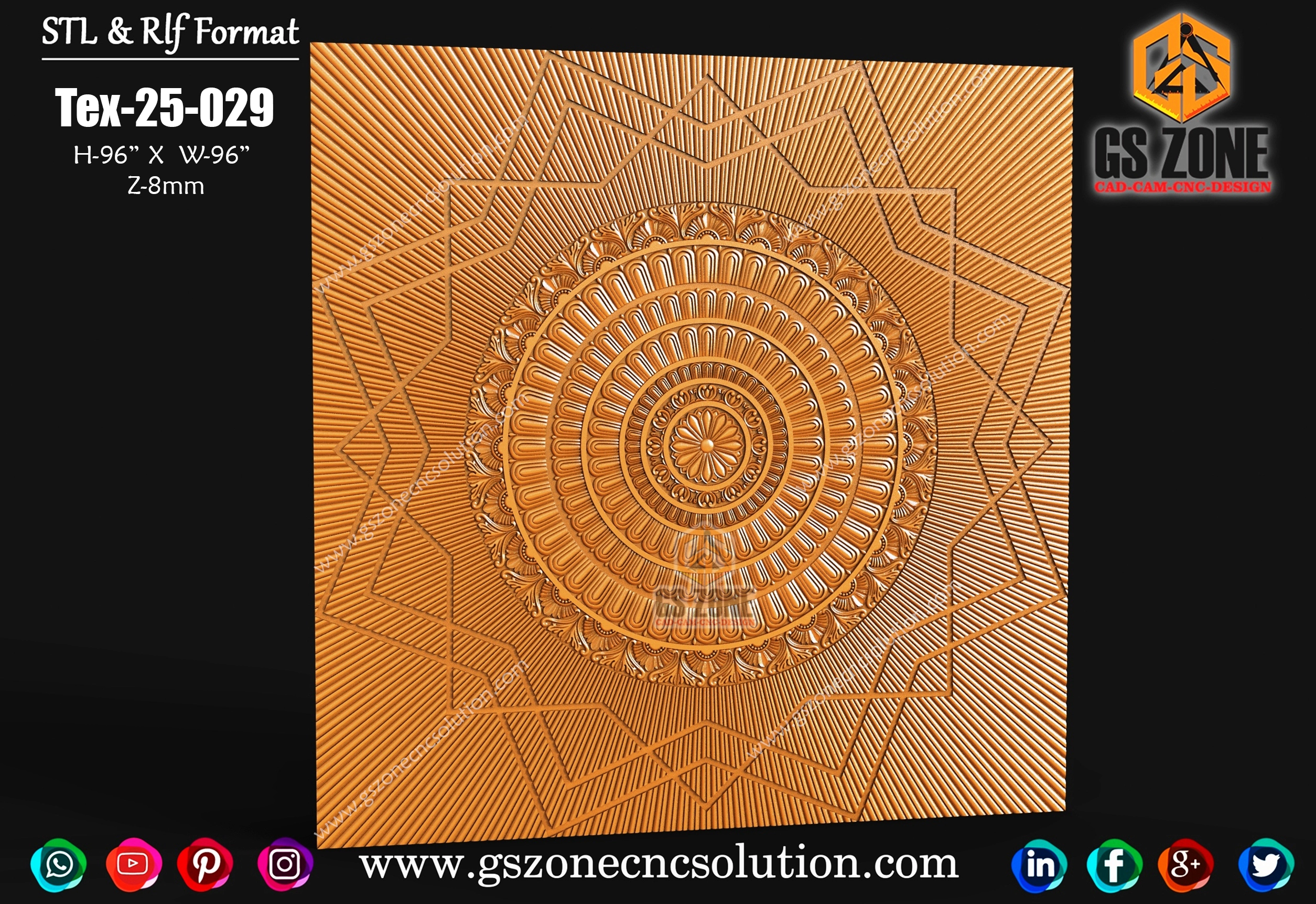 Tex-25-030 | Intricate 3D CNC Mandala Panel