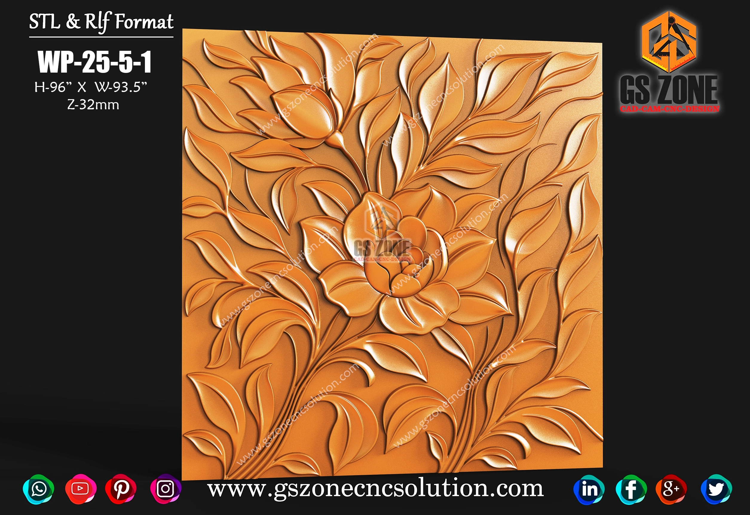 WP-25-5-1 | 3D Floral Wall Panel