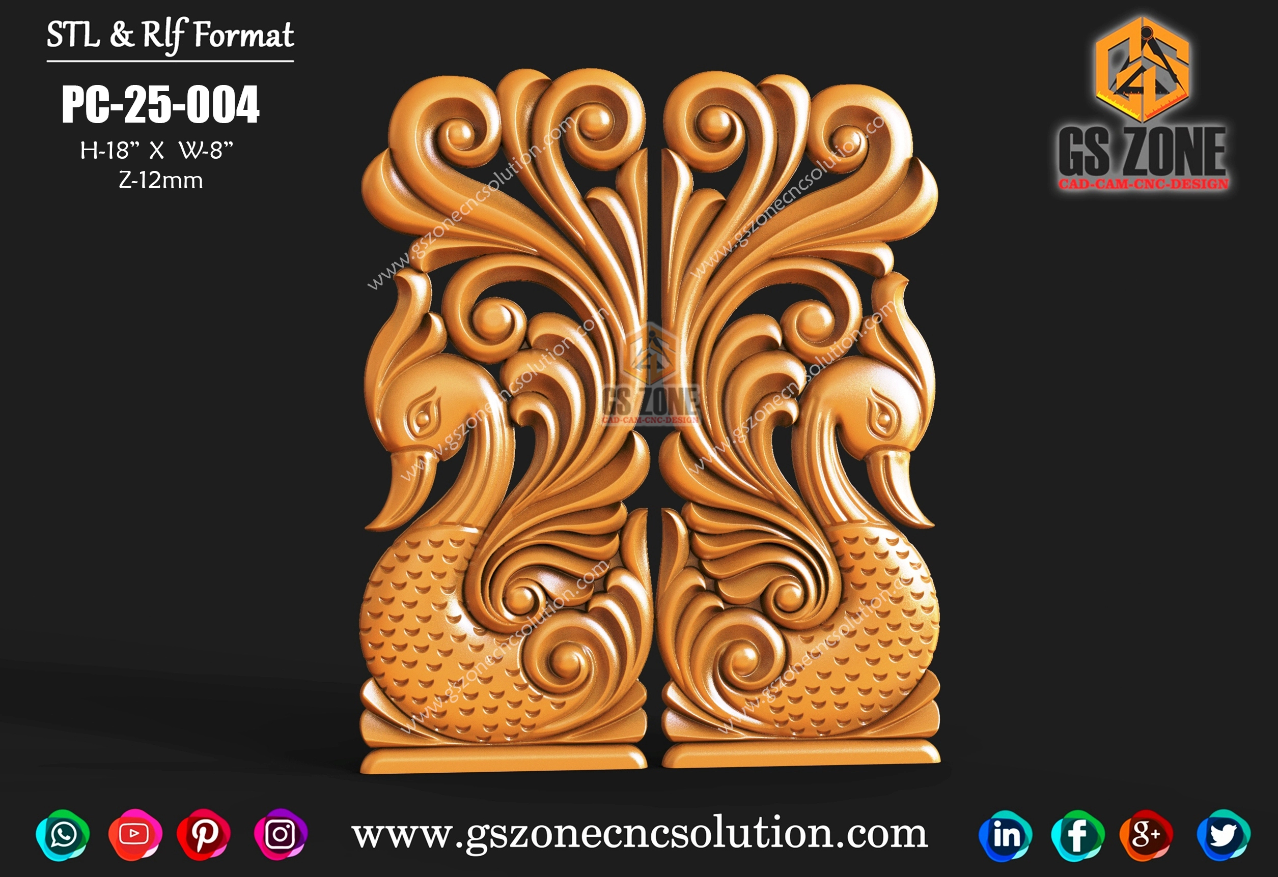 PC-25-004 | Peacock Pair Carving Panel