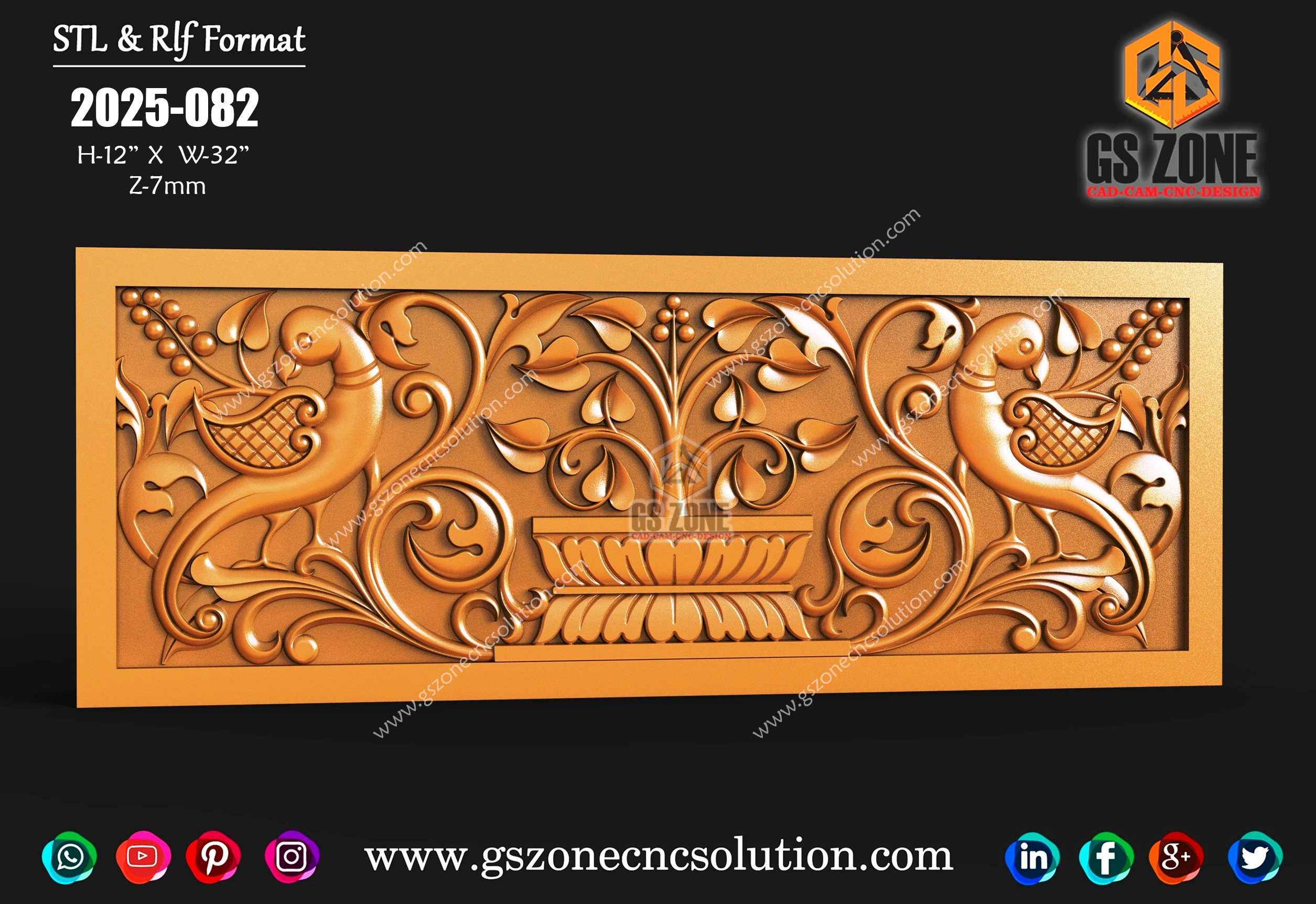 2025-082 Floral Bird Panel Design