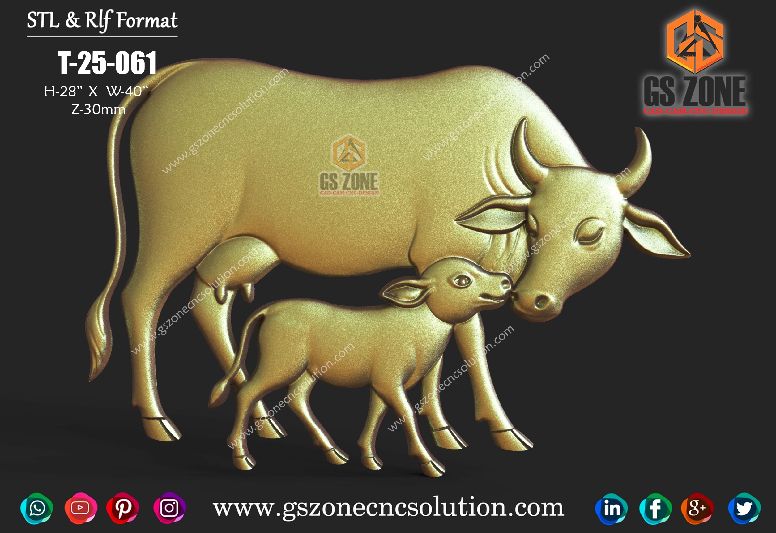 T-25-061 | Cow & Calf 3D Relief Design