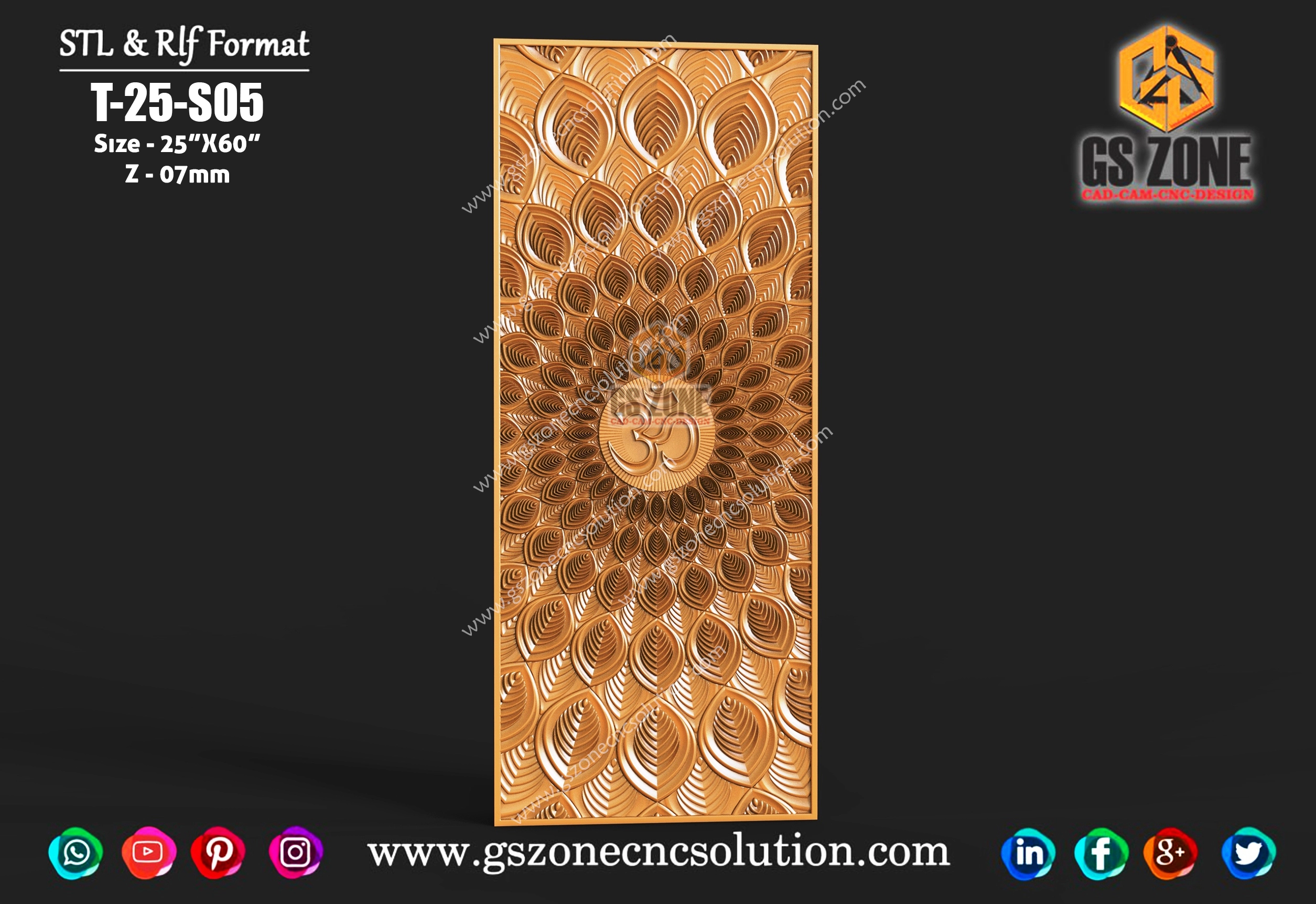 T-25-S05 🌼✨ Mandala Lotus OM CNC Door Panel Design ✨🌼