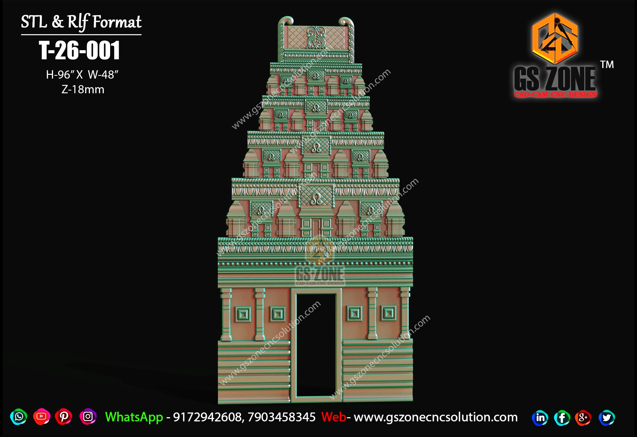 T-26-001 | Premium CNC Temple Front Design