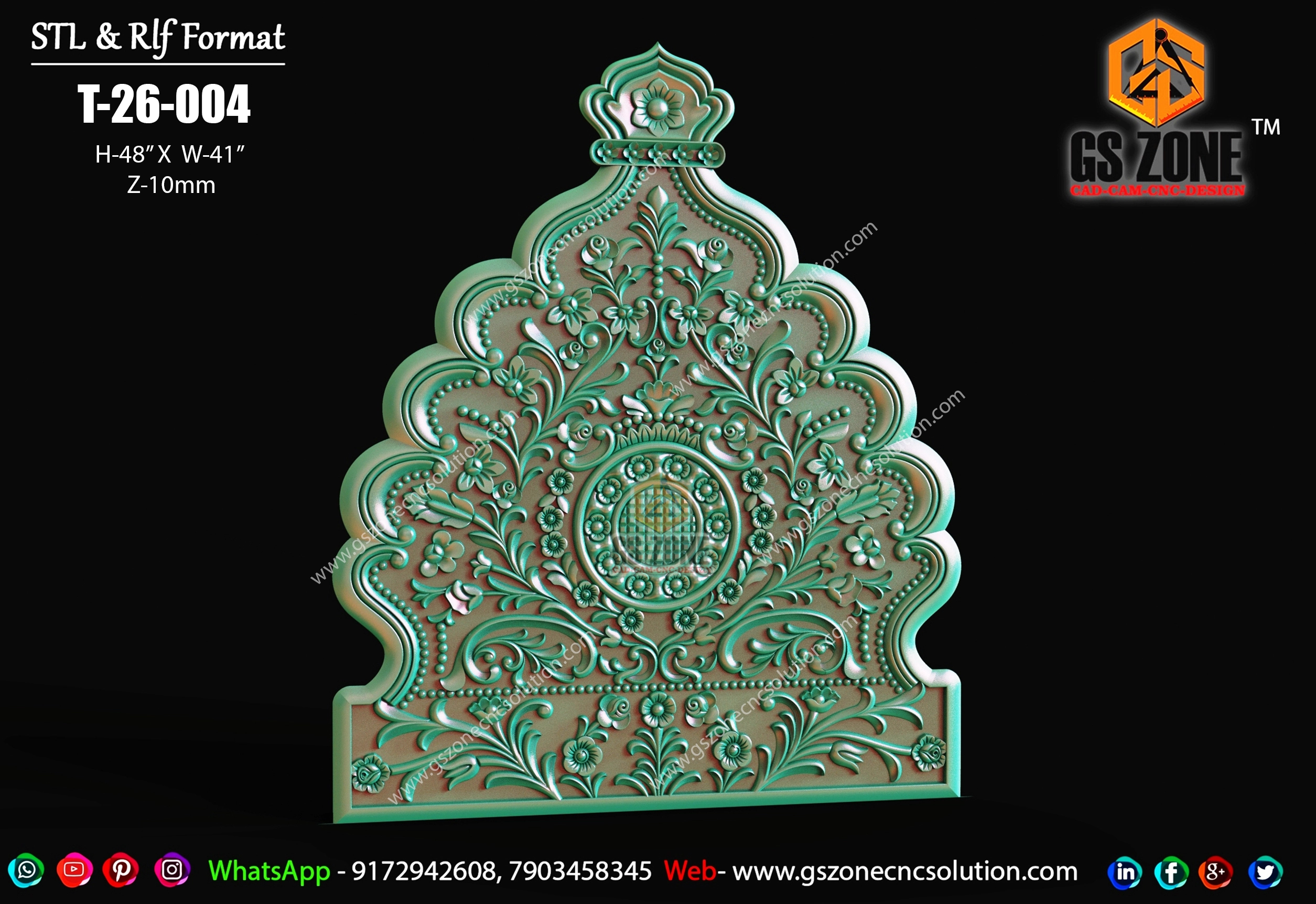 T-26-004 | Royal Floral Traditional CNC 3D Panel Design