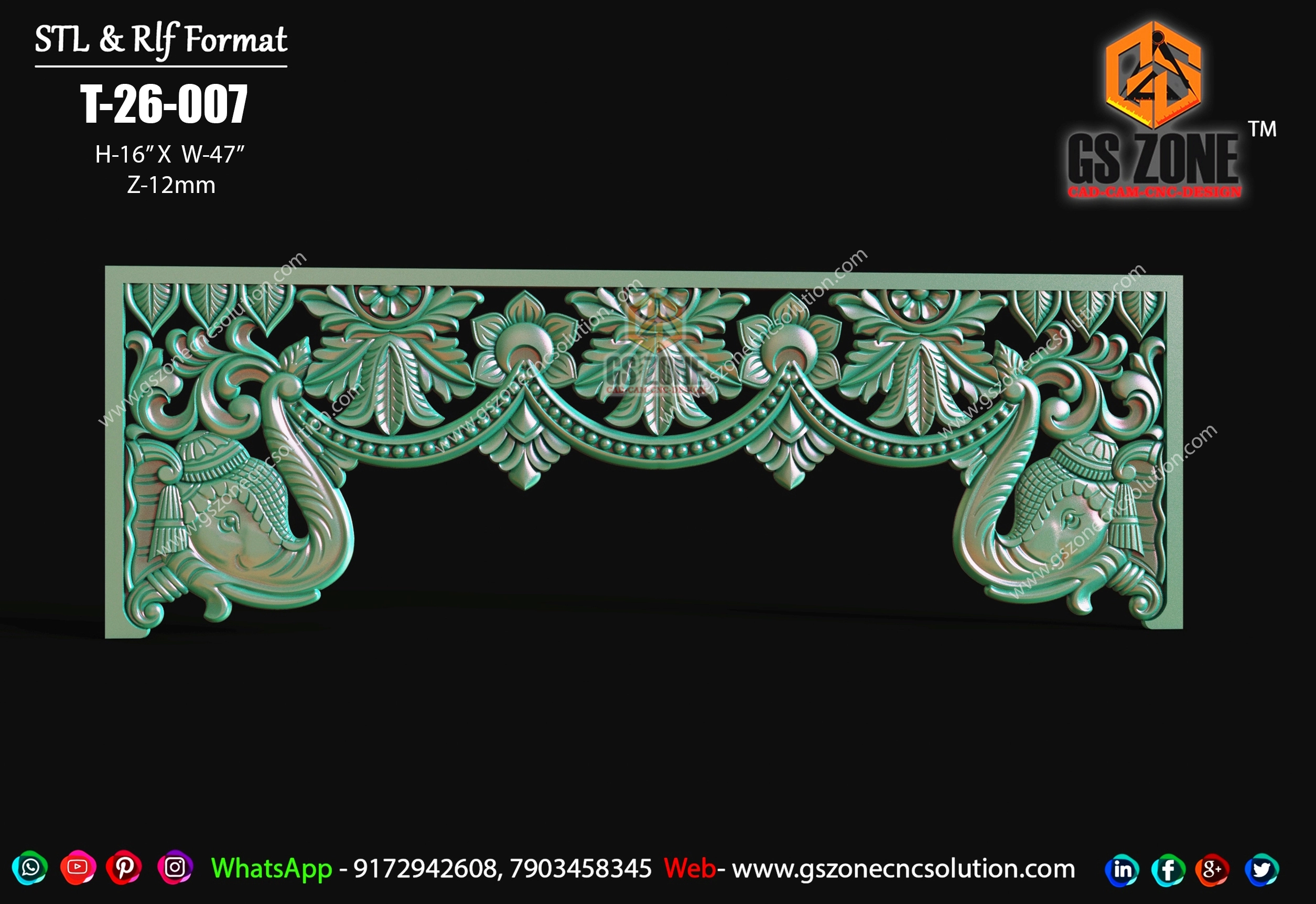 T-26-007 | Royal Elephant Floral CNC Arch Design