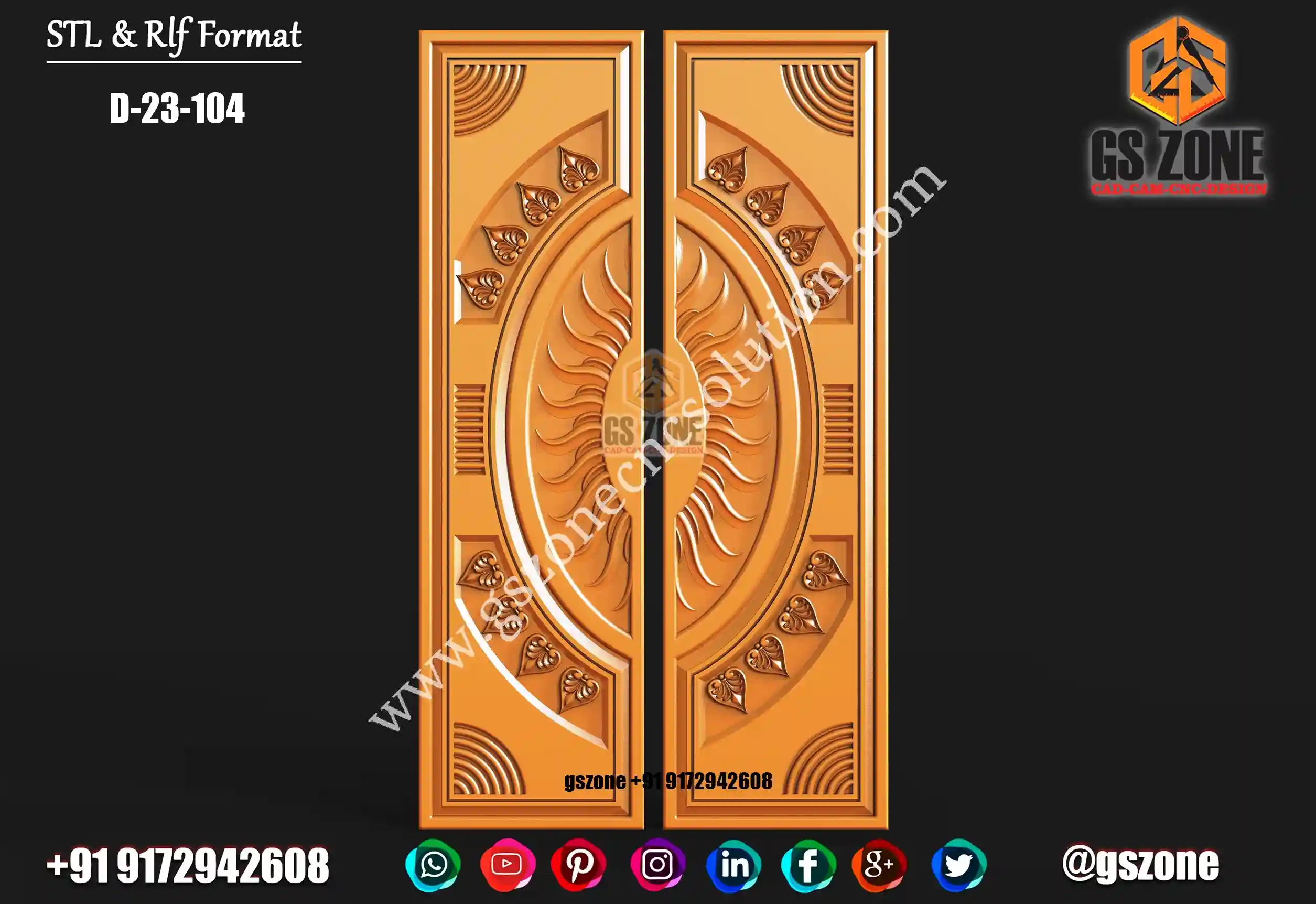 3D Double Door Design D-23-104 | GS Zone