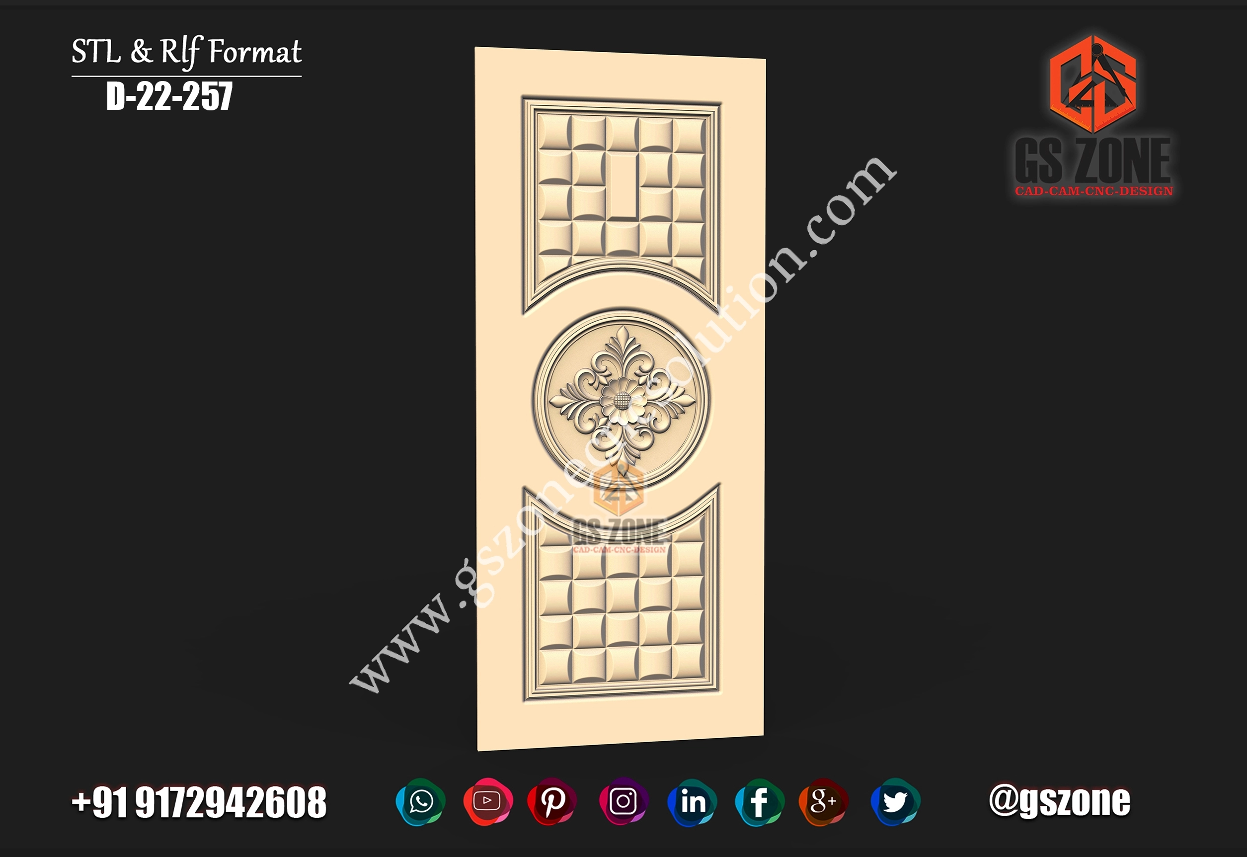 3D Single Door Design D-22-257