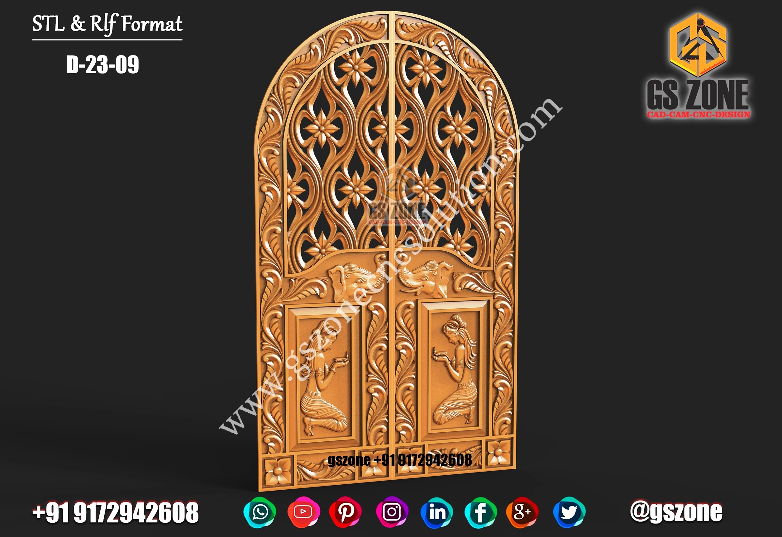 3D Double Door Design D-23-09