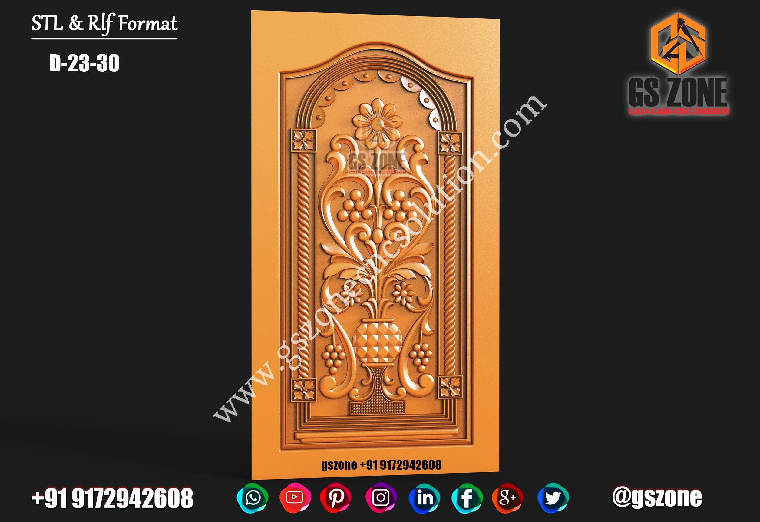 3D Single Door Design D-23-30