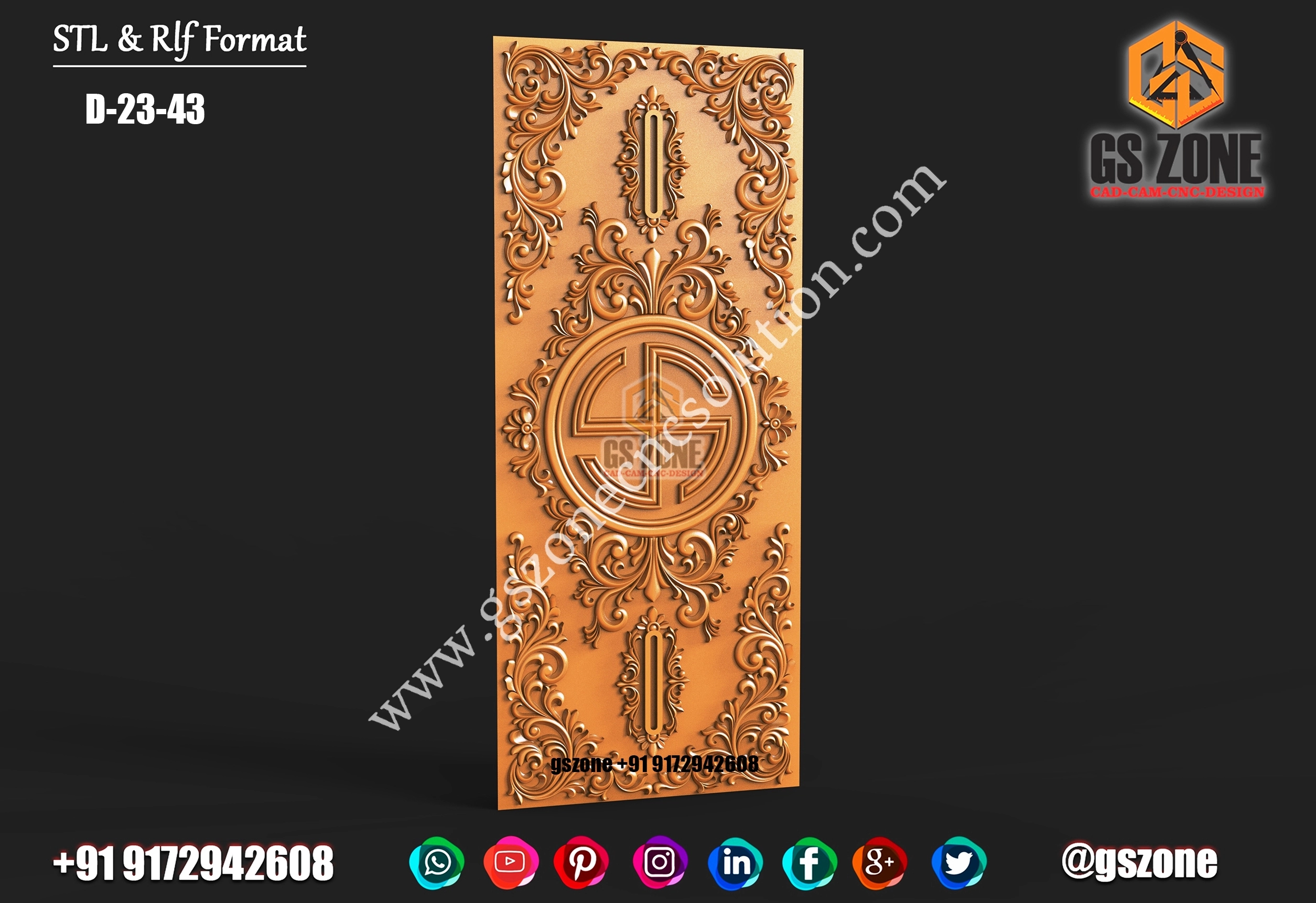 3D Single Door Design D-23-43