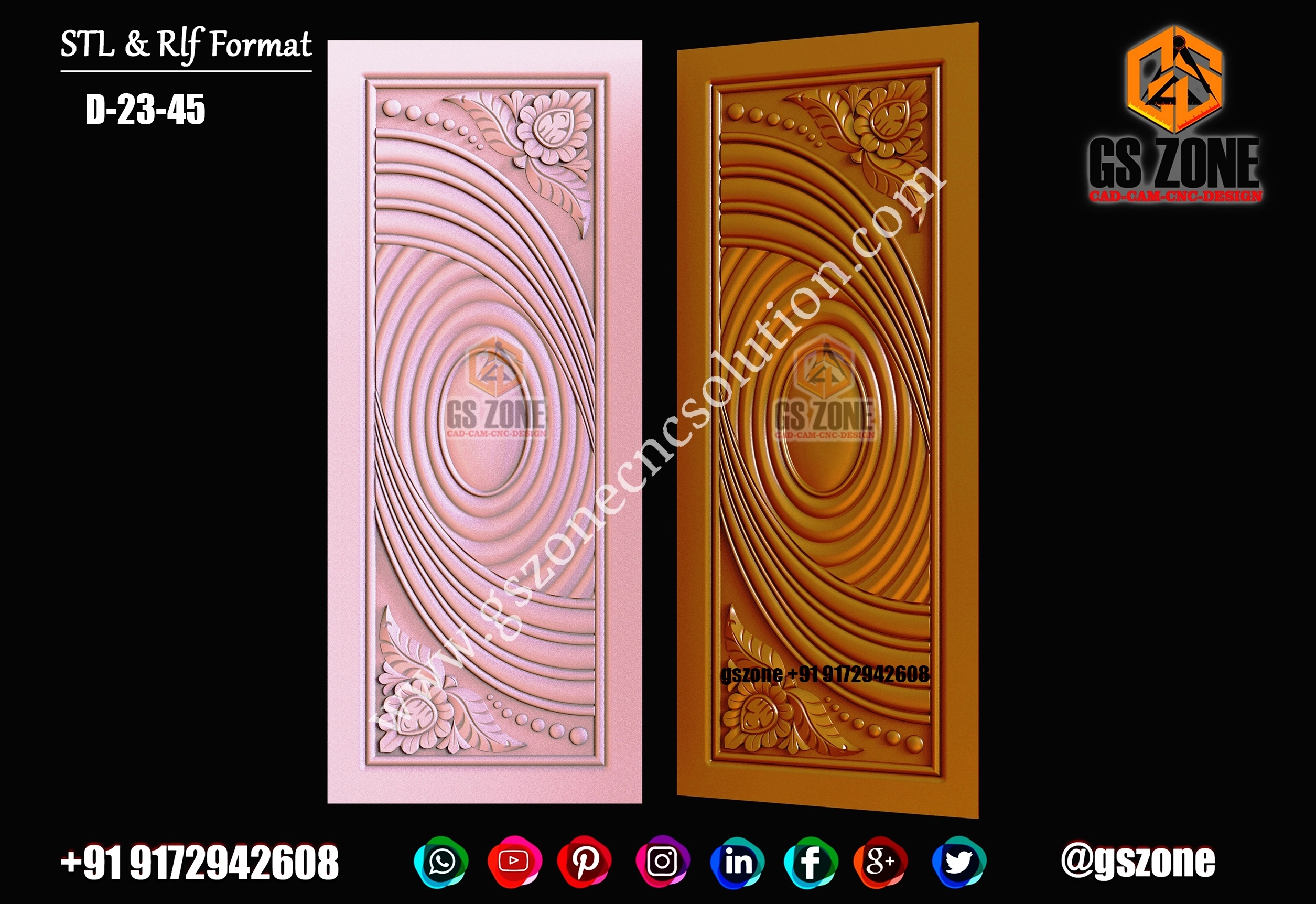 3D Single Door Design D-23-45