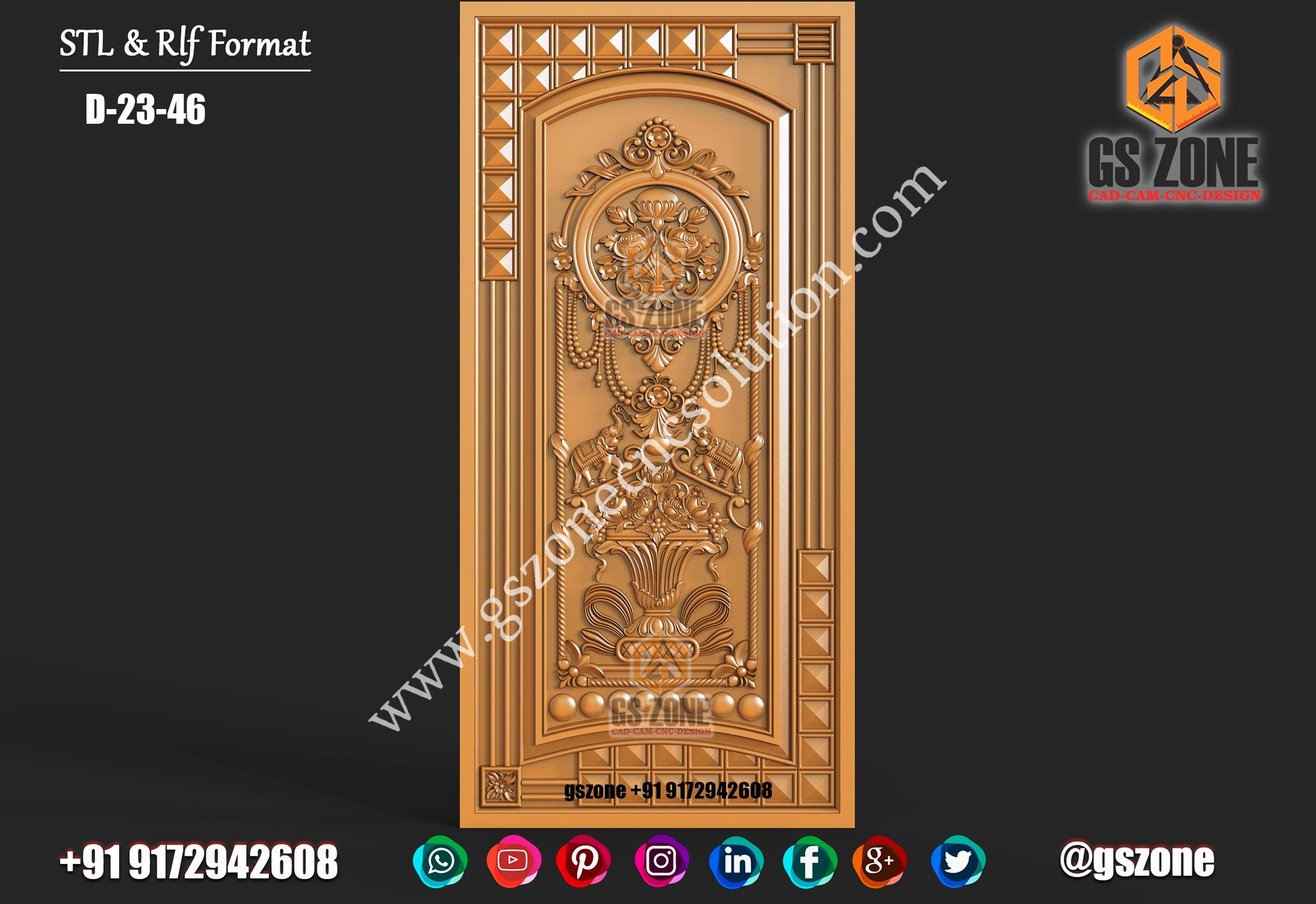 3D Single Door Design D-23-46