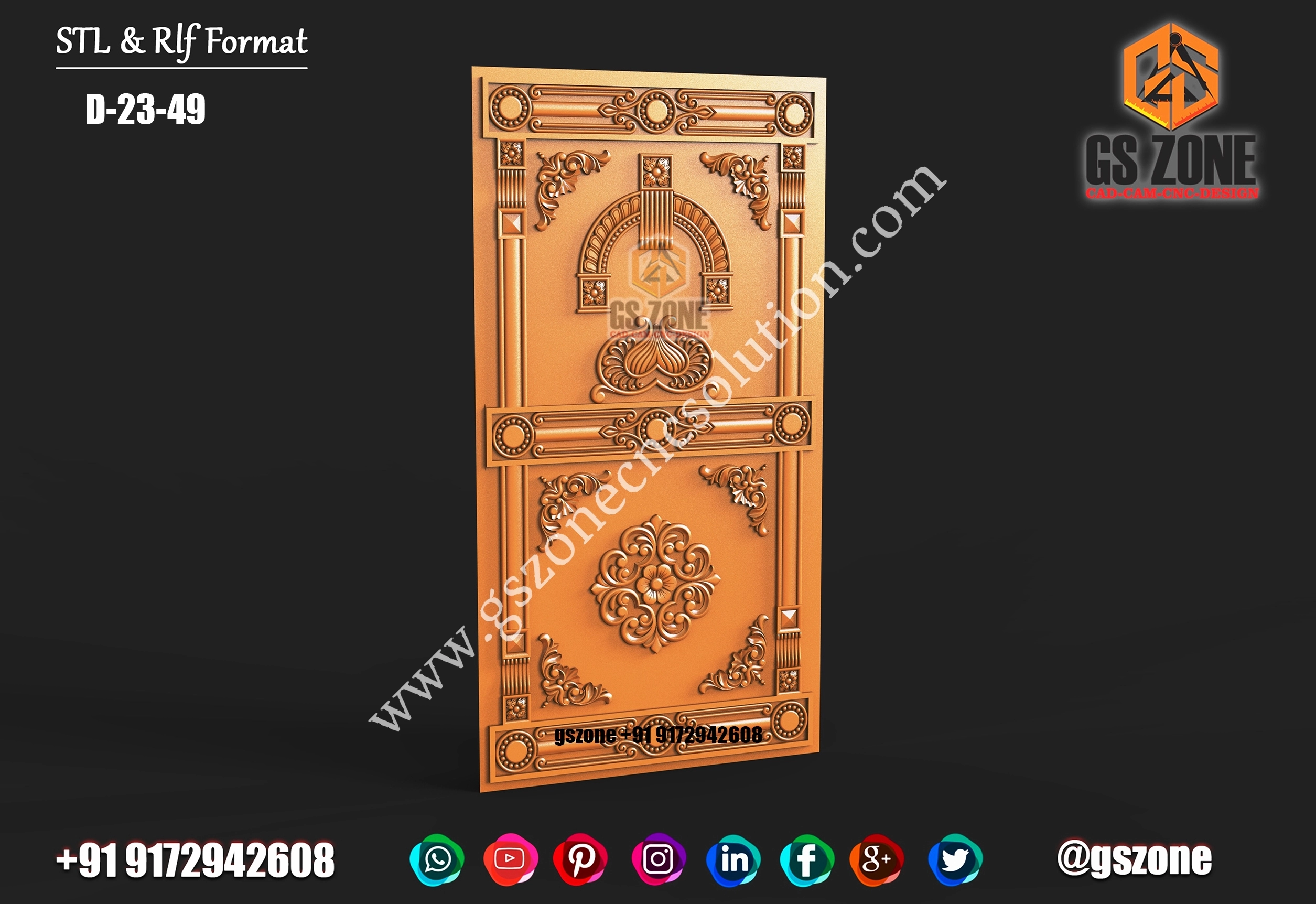 3D Single Door Design D-23-49