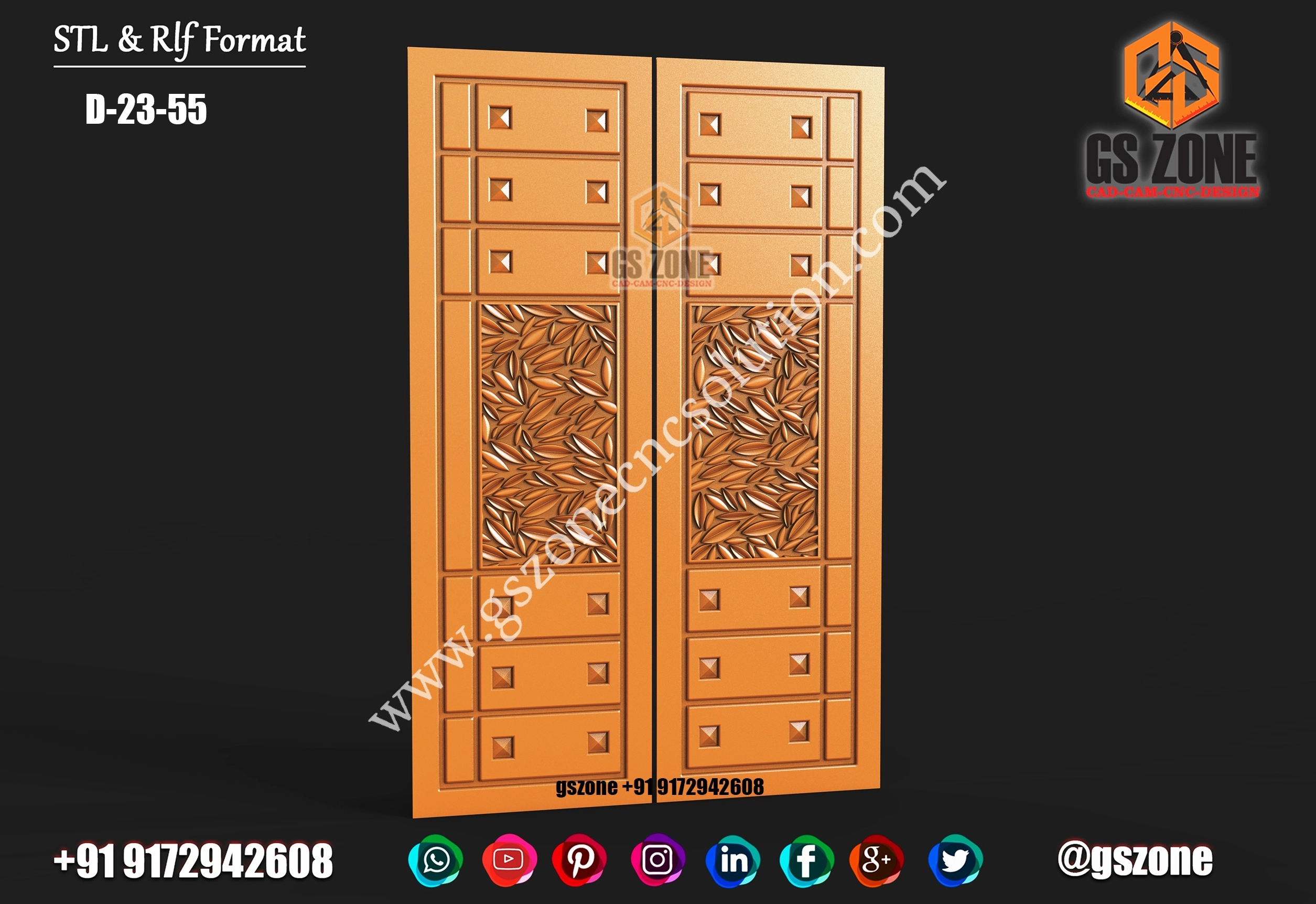 3D Double Door Design D-23-55