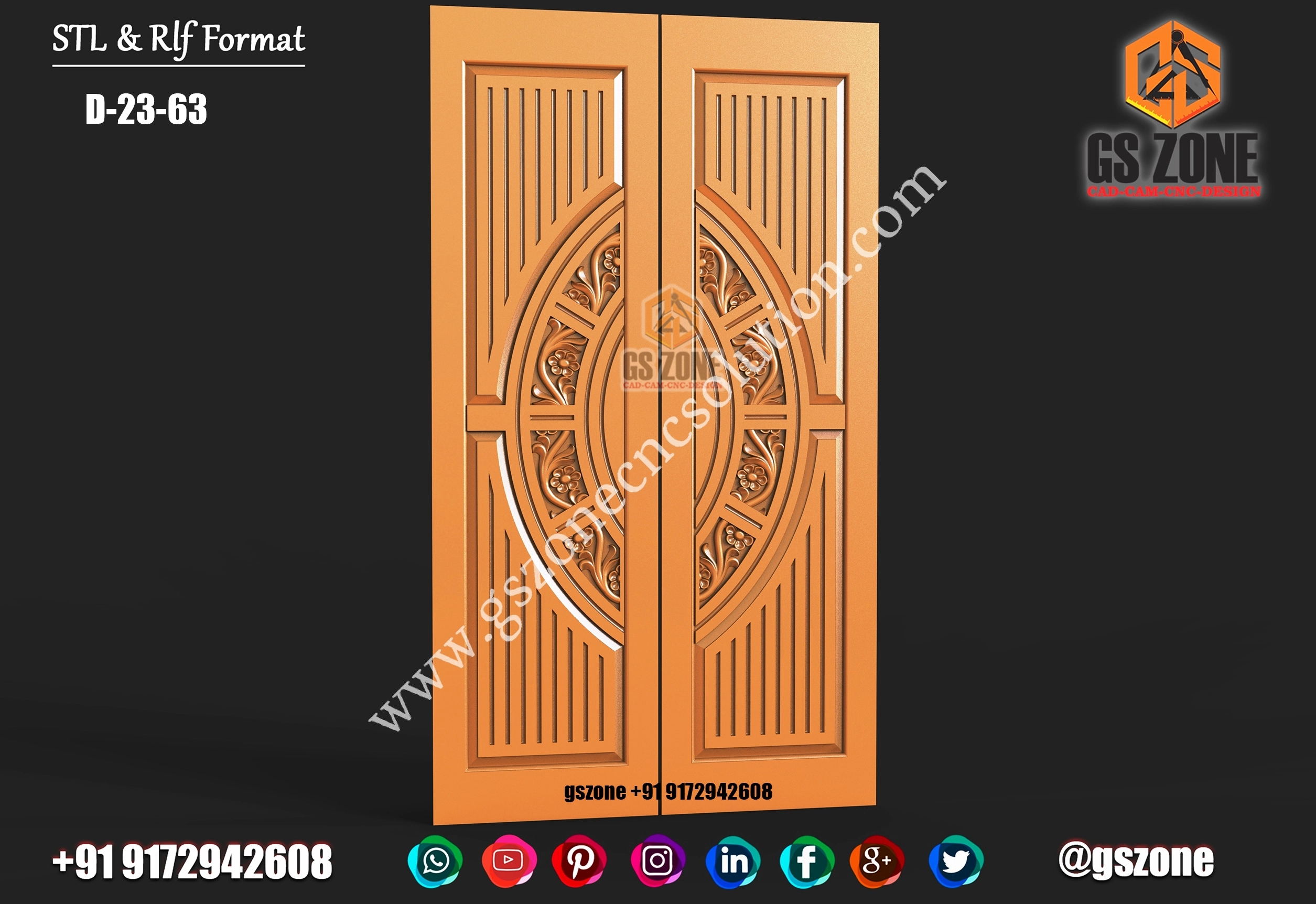 3D Double Door Design D-23-63