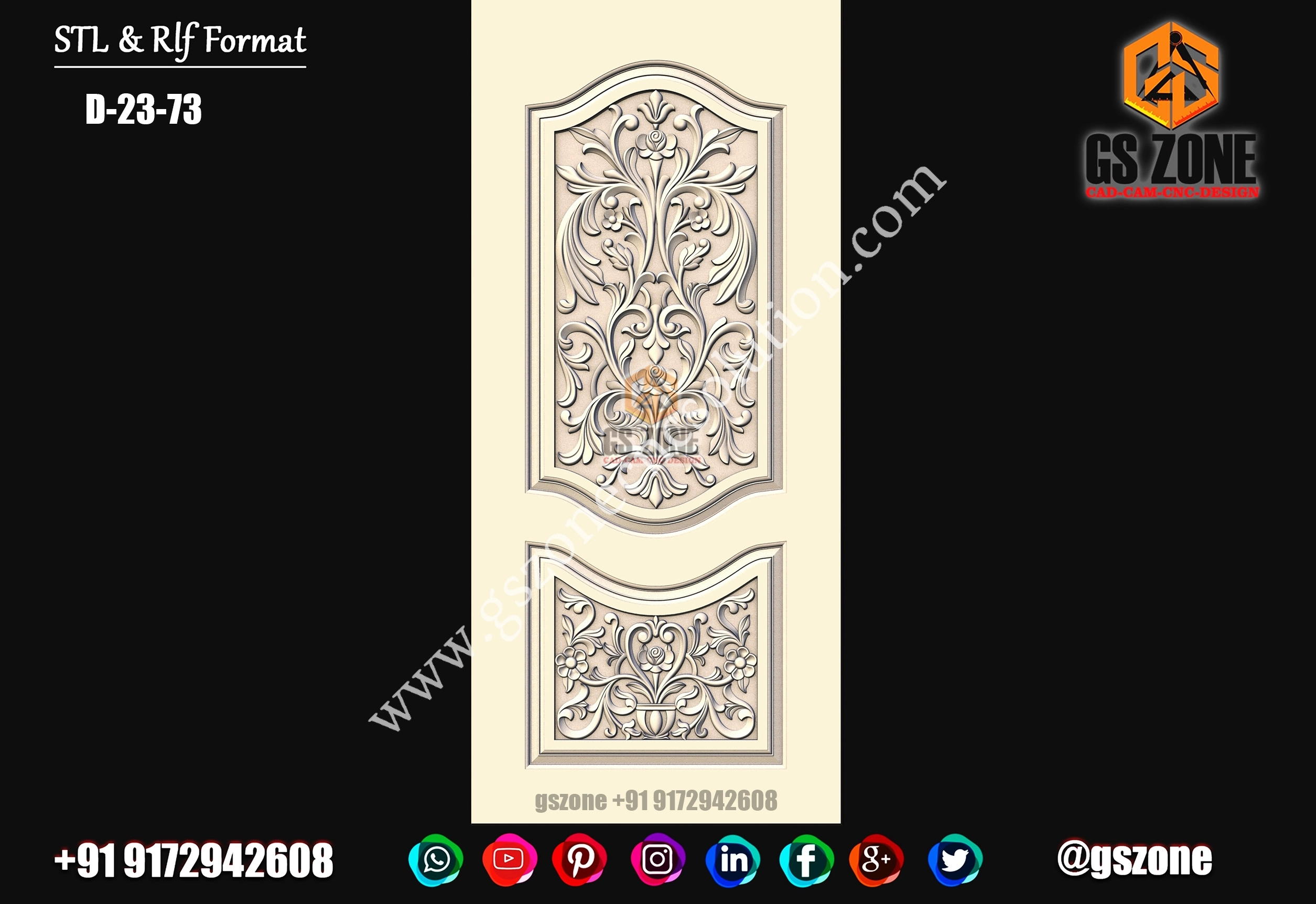 3D Single Door Design D-23-73