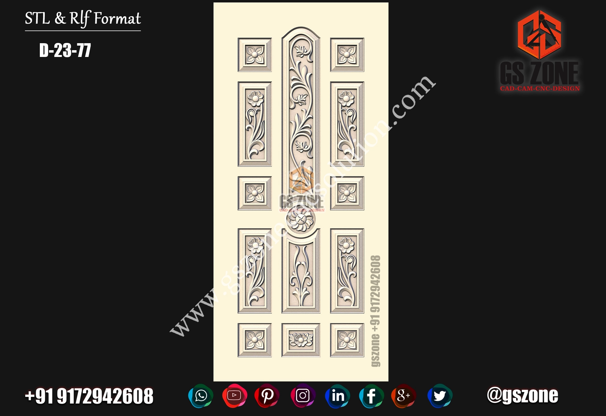 3D Single Door Design D-23-77