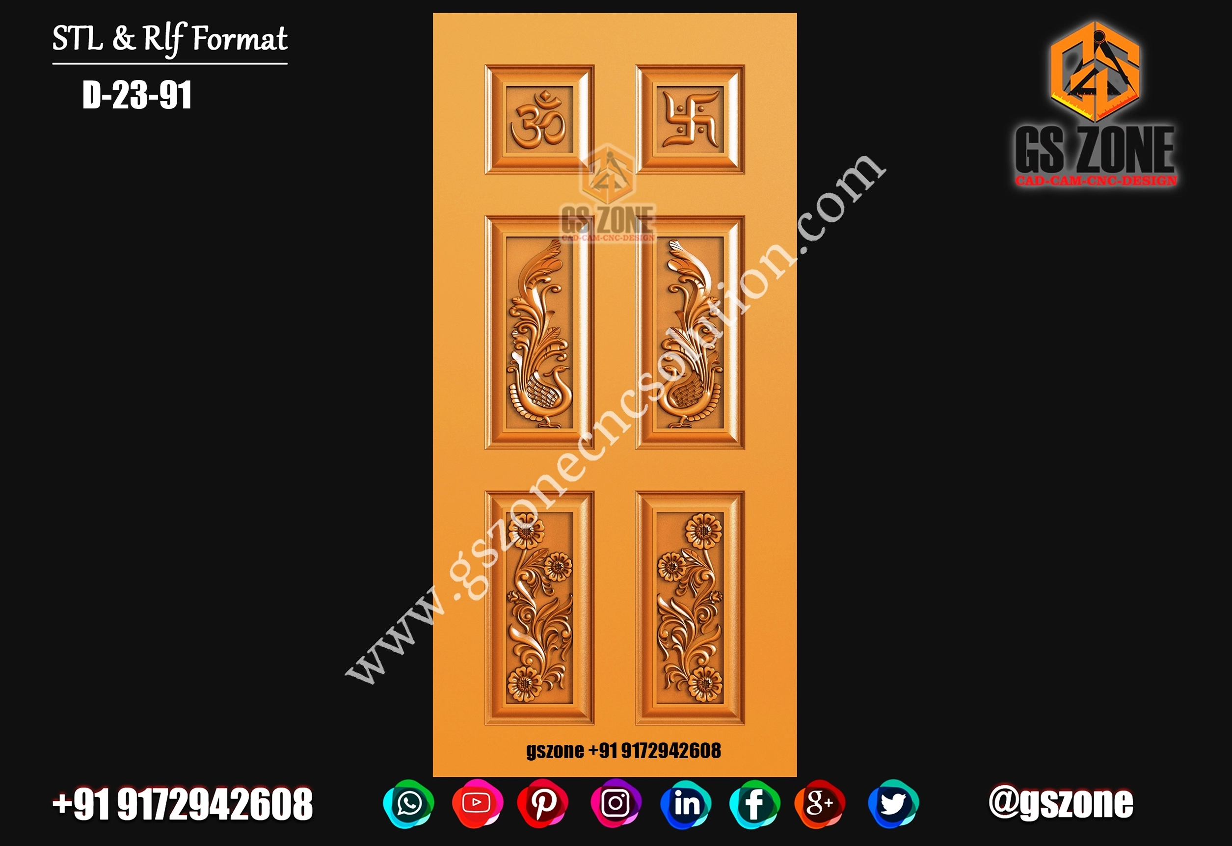 3D Single Door Design D-23-91