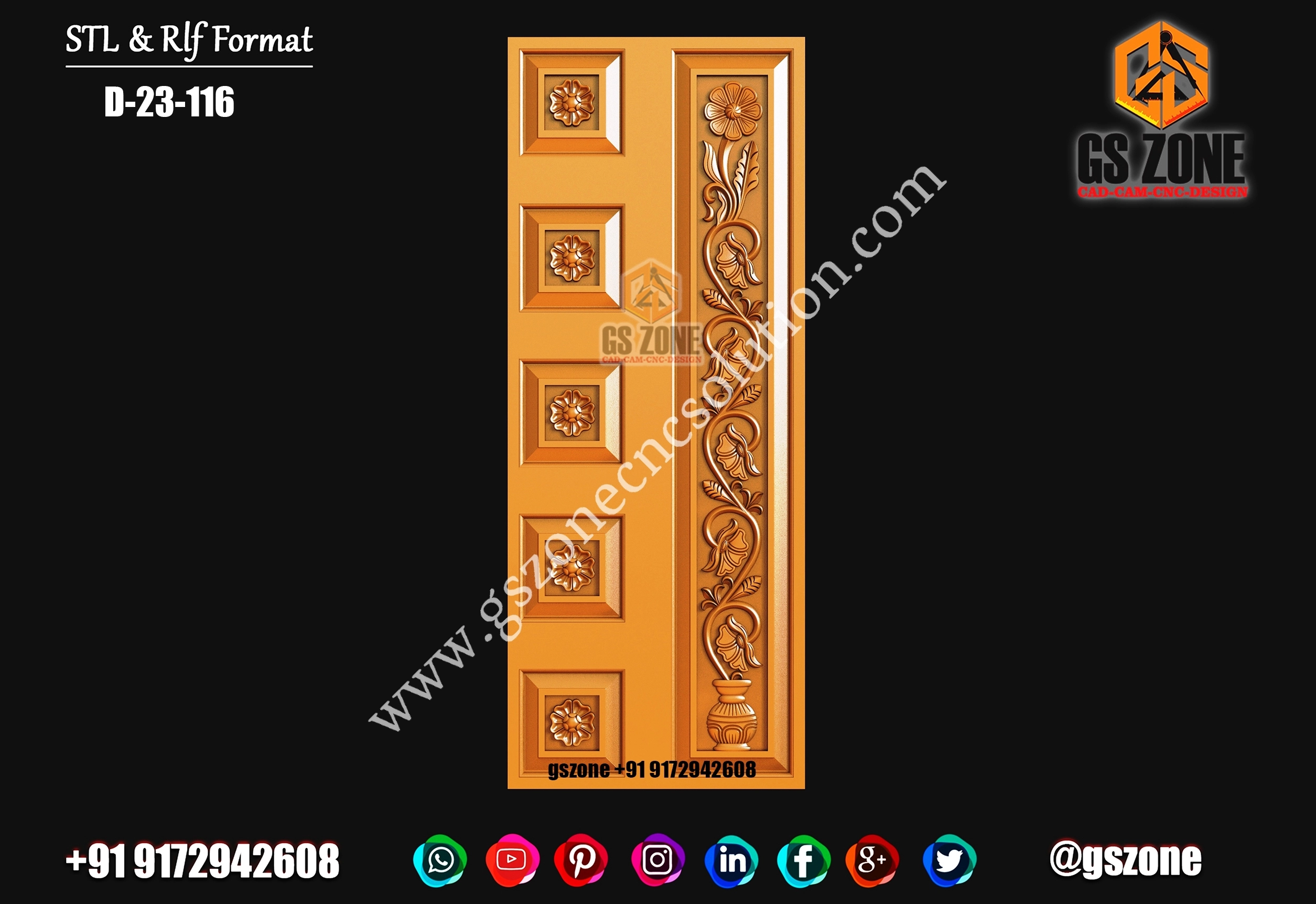 3D Single Door Design D-23-116