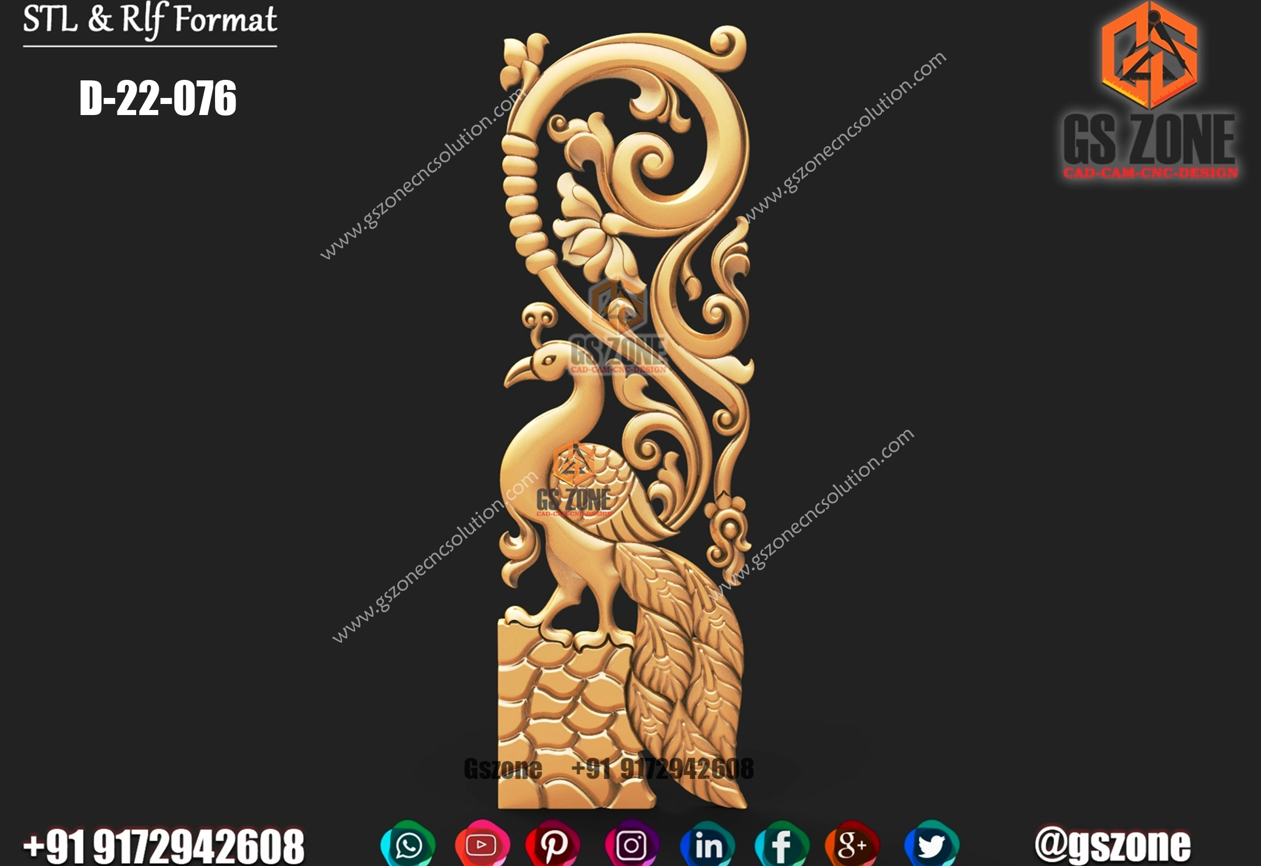 3D peacock Design D-22-076