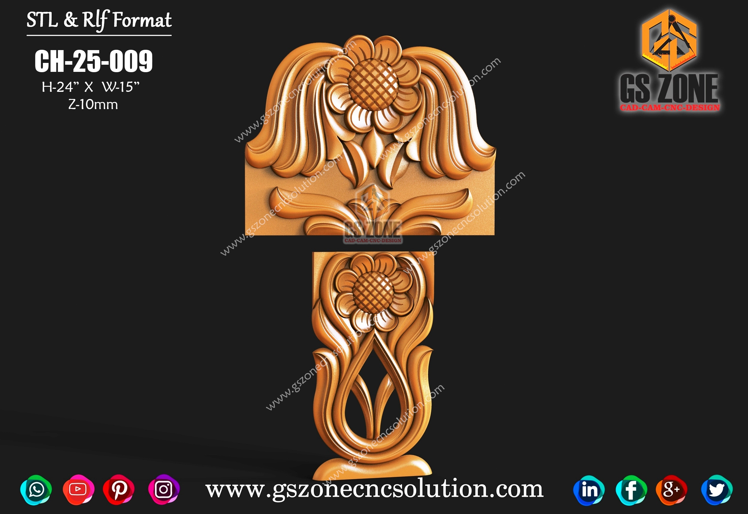 CH-25-009 | Elegant CNC Floral Chair