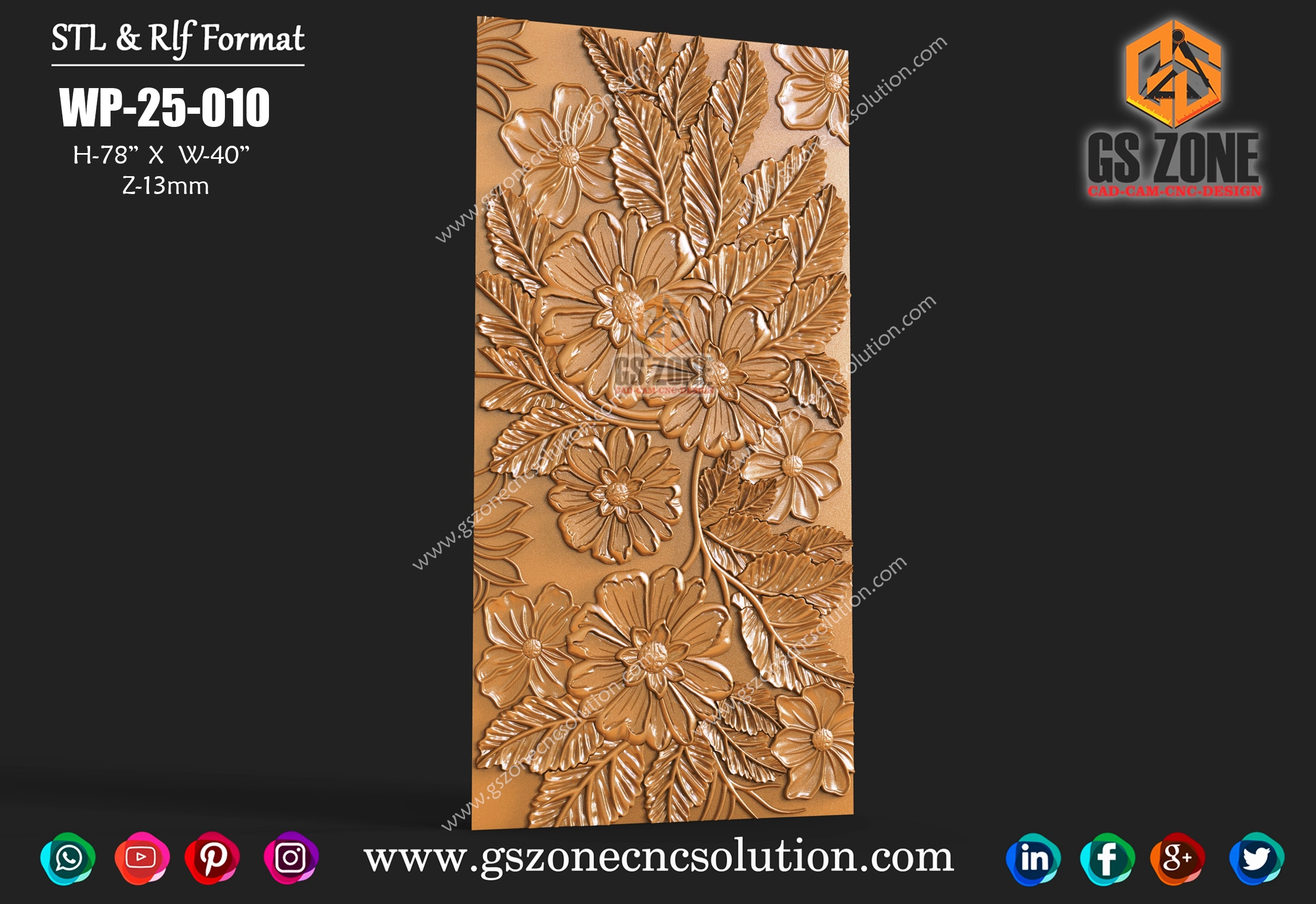 WP-25-010 | 3D Floral Wall Panel Design