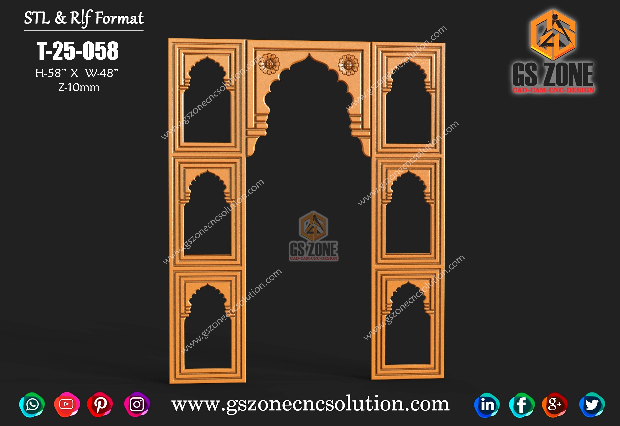 T-25-058 Temple Arch Frame Panel