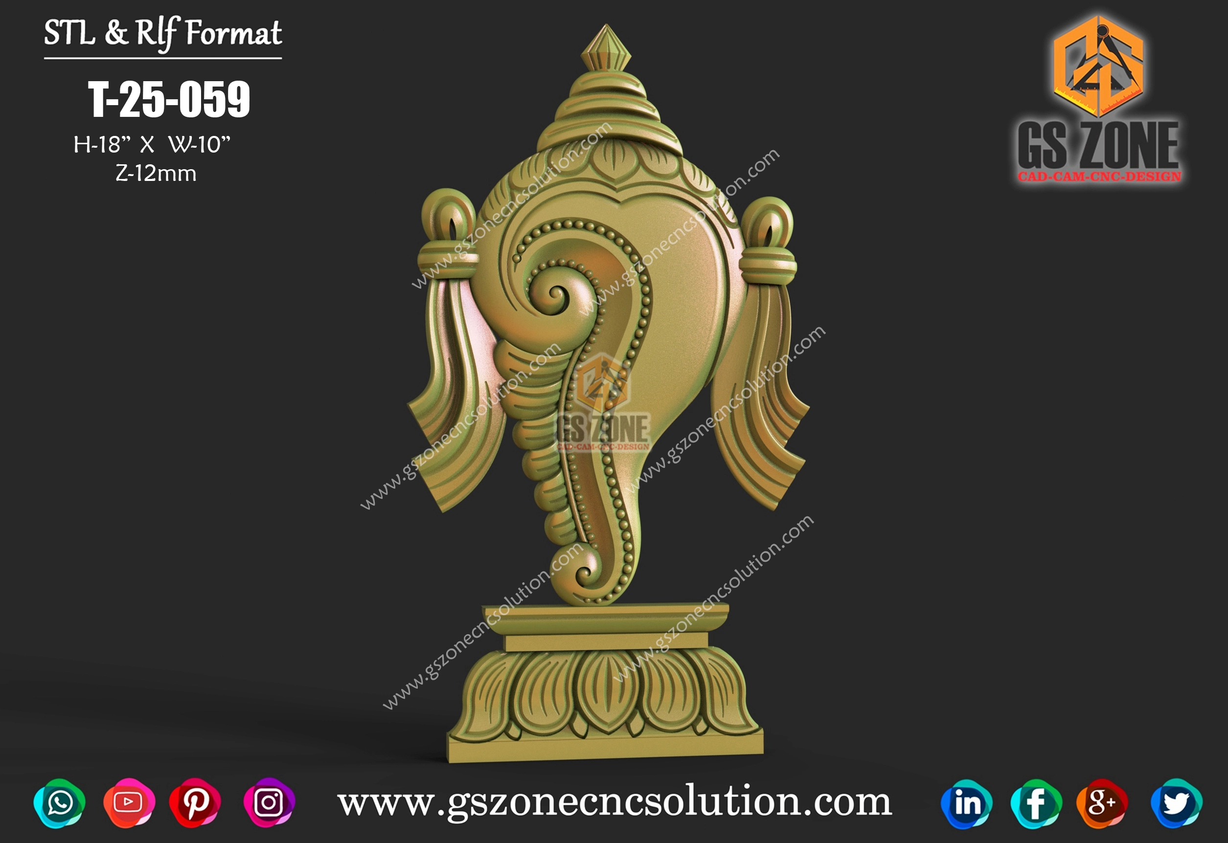 T-25-059 | Elegant Shankh 3D Relief Design