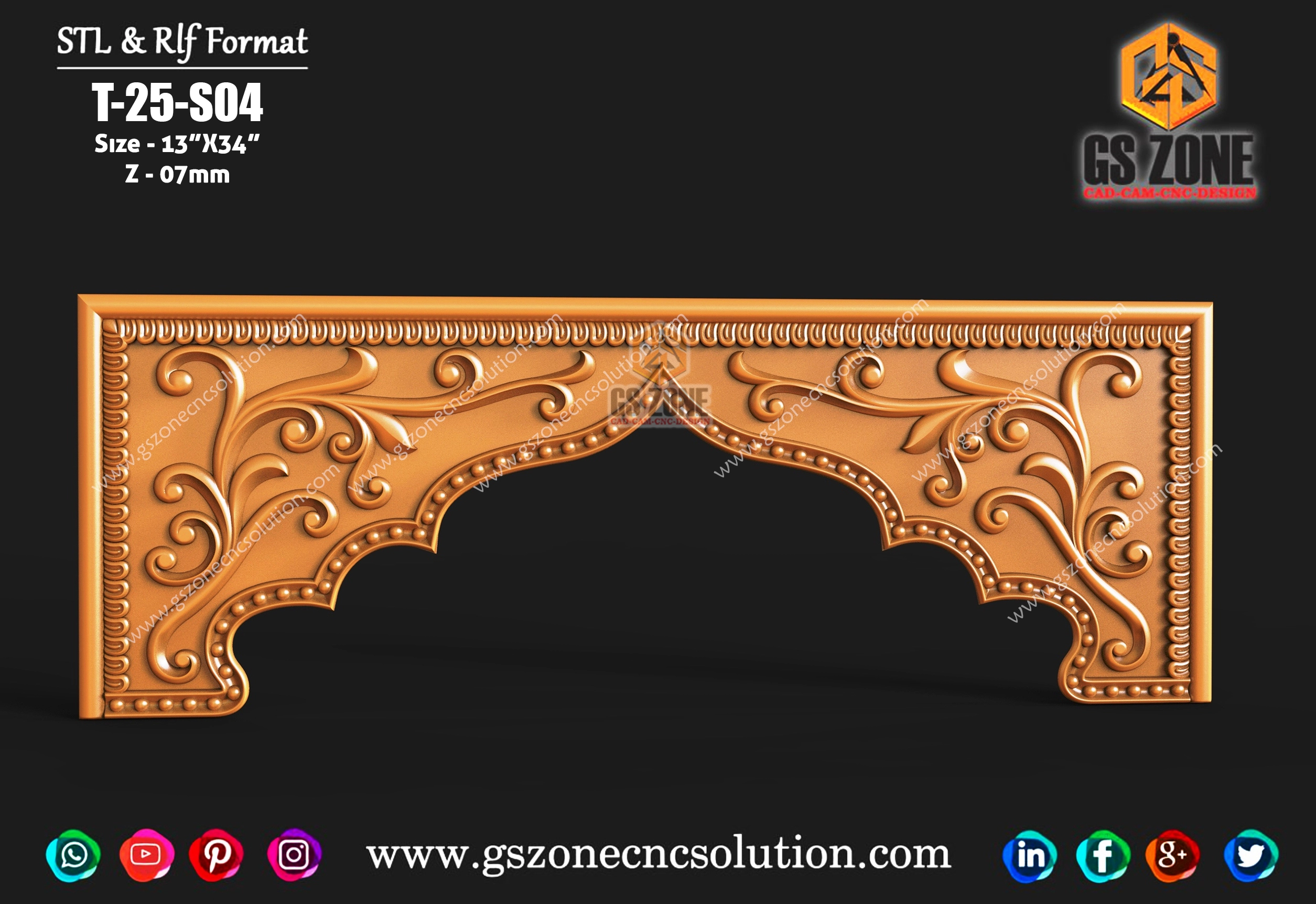 T-25-S04 🪵✨ Royal Beaded Floral Arch CNC Panel Design ✨🪵