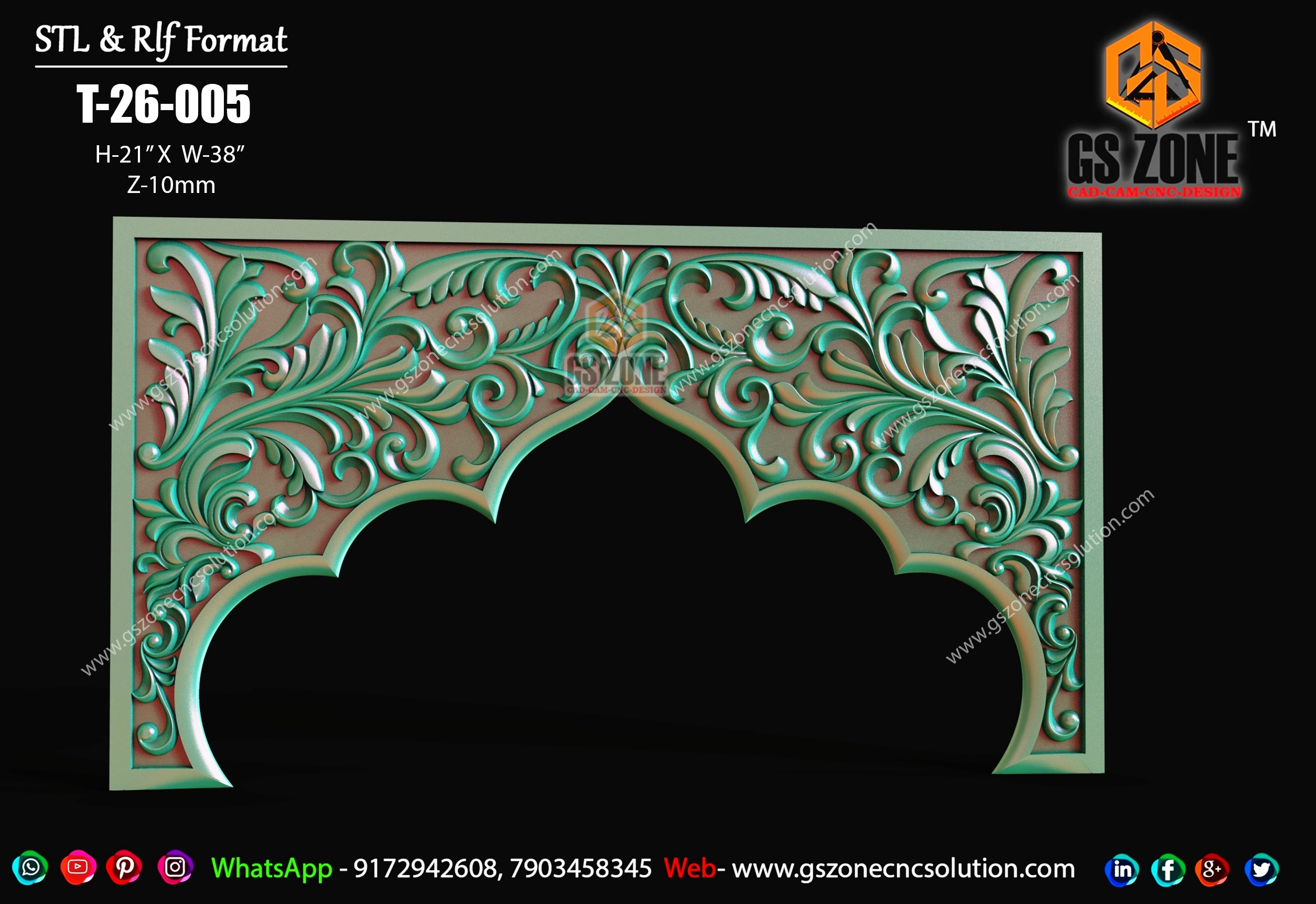 T-26-005 | Royal Floral Arch CNC 3D Panel Design