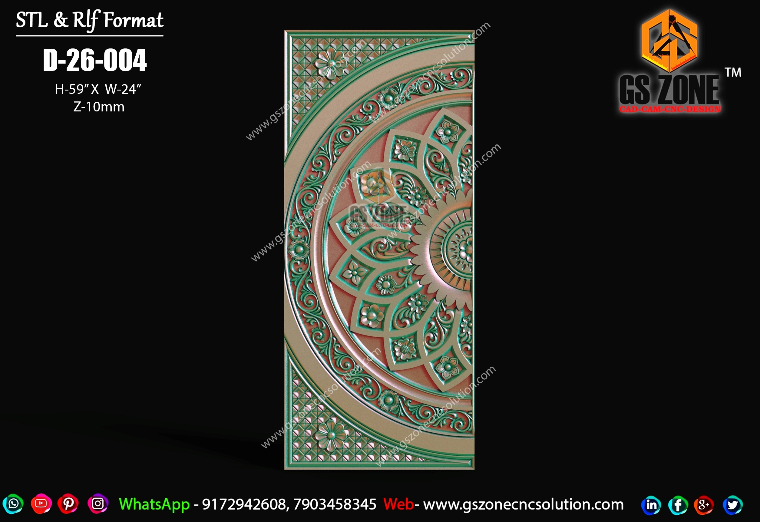 D-26-004 | Premium Half Circular Floral CNC Door Design