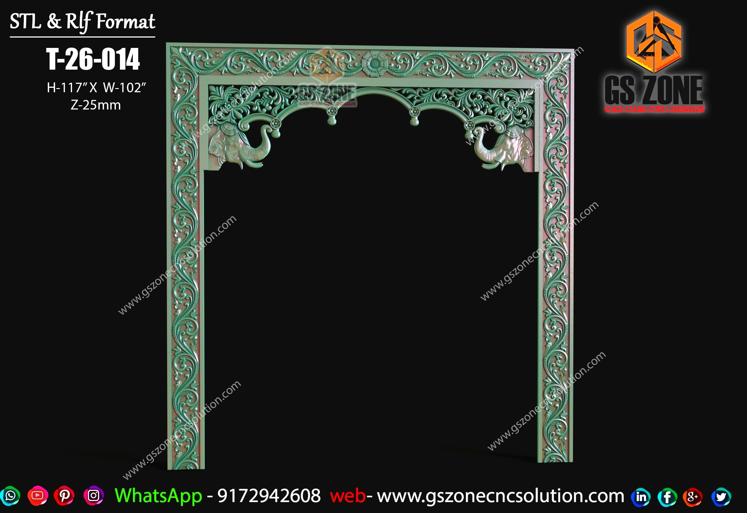 🔱 T-26-014 | Premium CNC Temple Frame Design 🔱