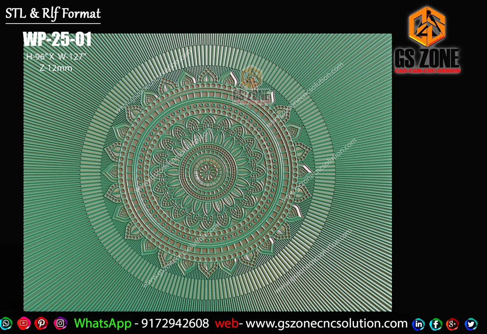 WP-25-01 | Luxury Mandala Radial 3D CNC Wall Panel Design