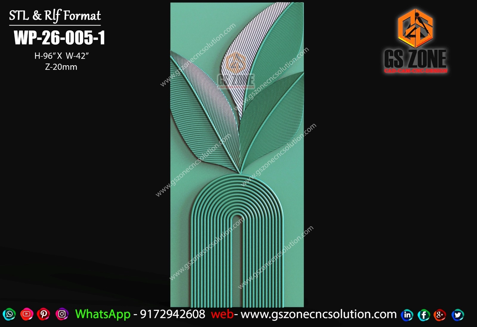 WP-26-005-1 | Modern Leaf Arc 3D CNC Wall Panel Design