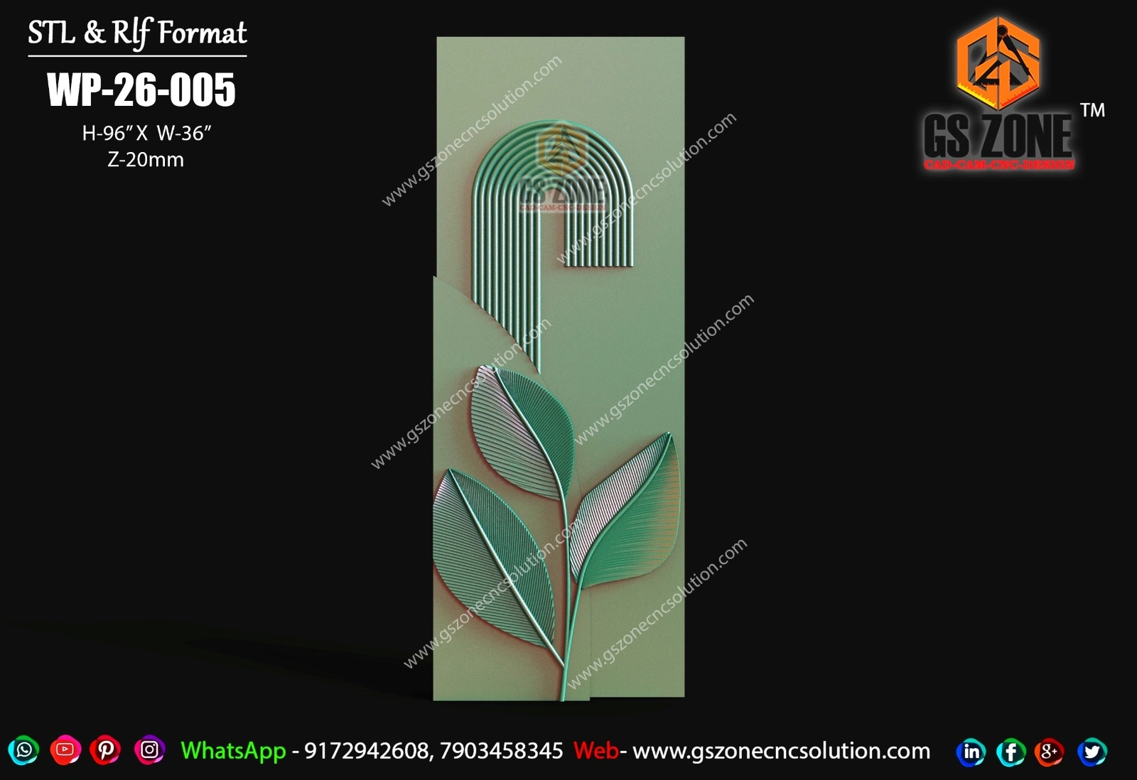 WP-26-005 | Modern Arc Leaf 3D CNC Wall Panel Design