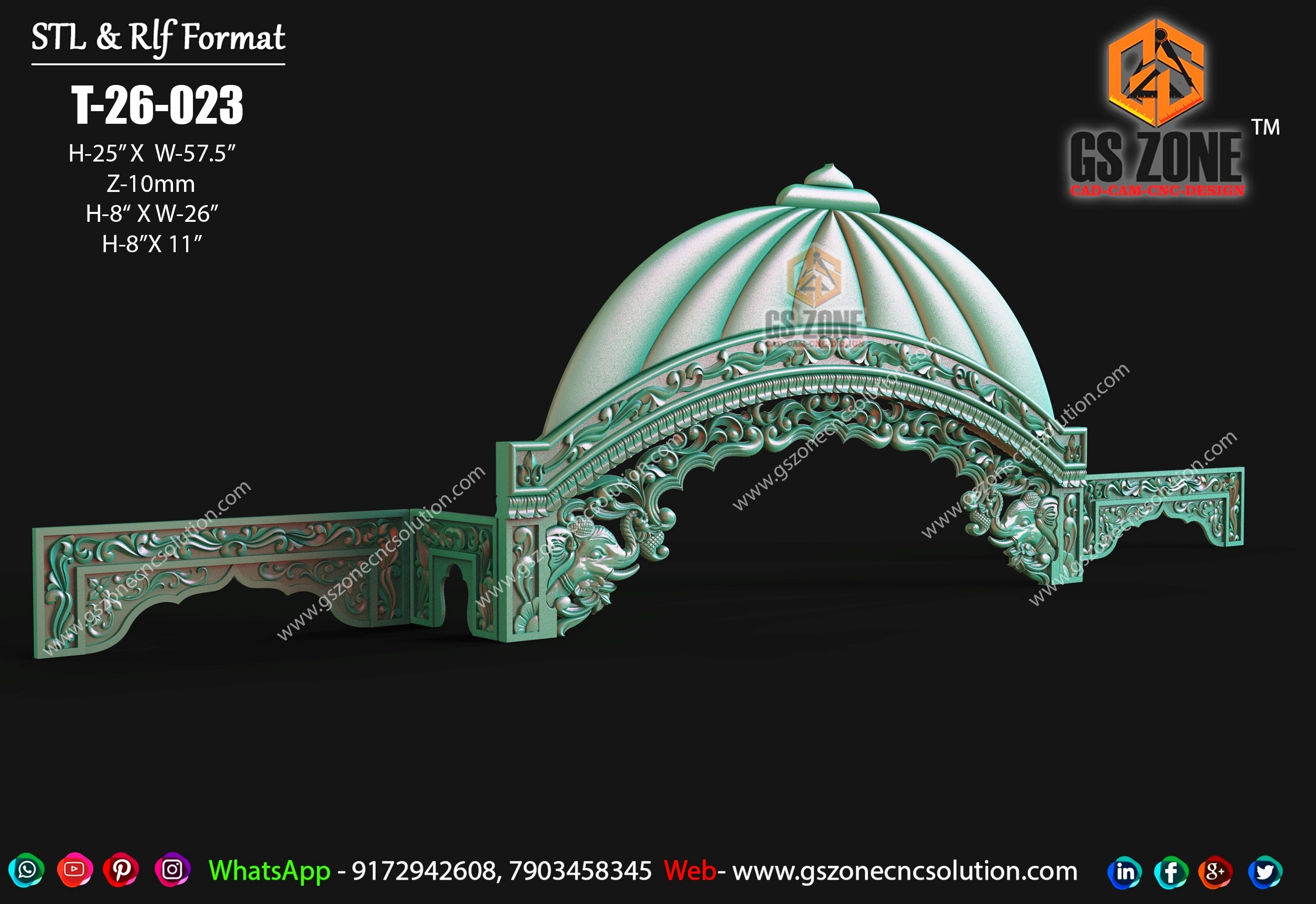 ✨ Temple Dome CNC Design – T-26-023 ✨