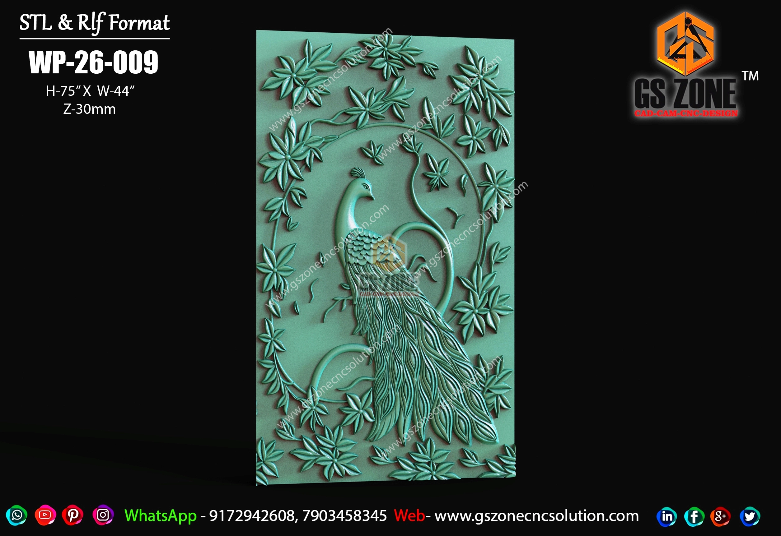 WP-26-009 | Premium Peacock Wall Panel Design