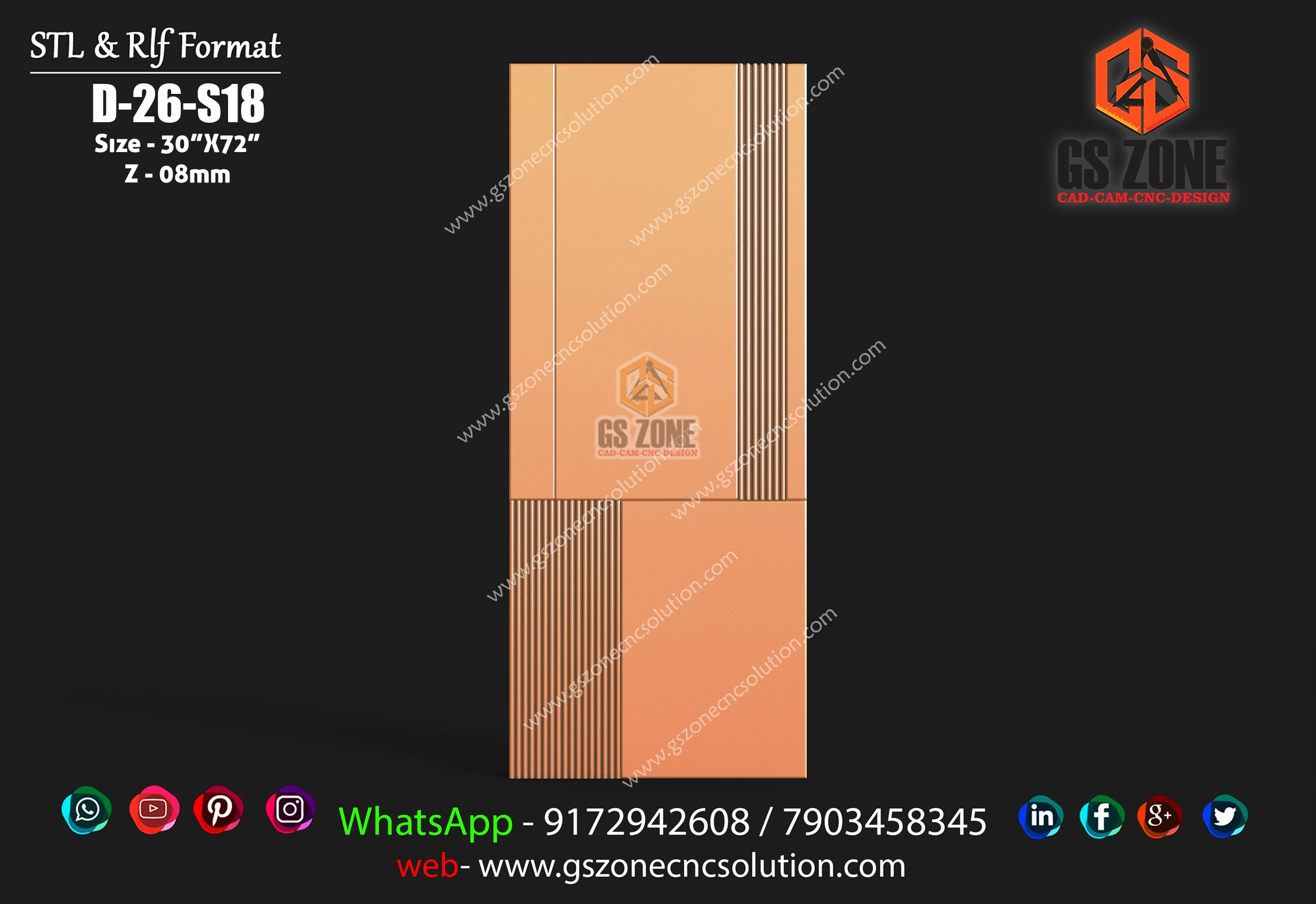 D-26-S18 | Modern Linear Fluted 3D CNC Door Panel Design 