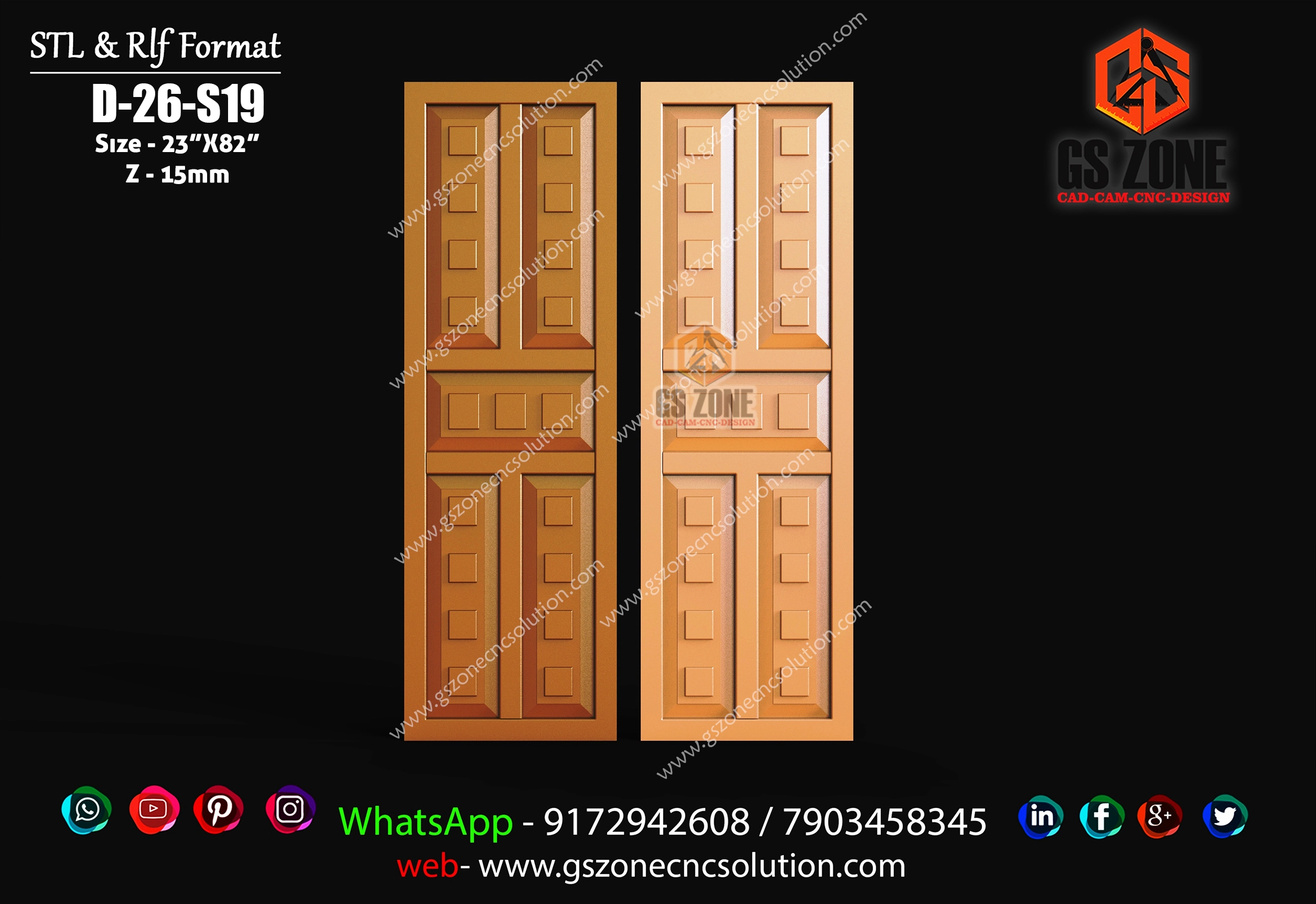 ✨ D-26-S19 | Royal Geometric Square 3D CNC Door Panel Design ✨