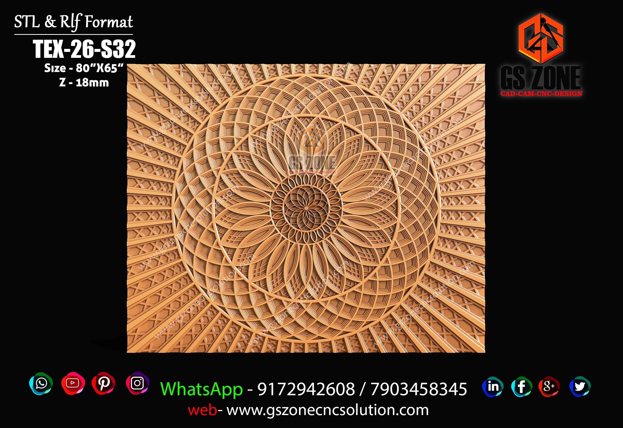 TEX-26-S32 | Luxury Mandala Geometric 3D CNC Wall Panel Design