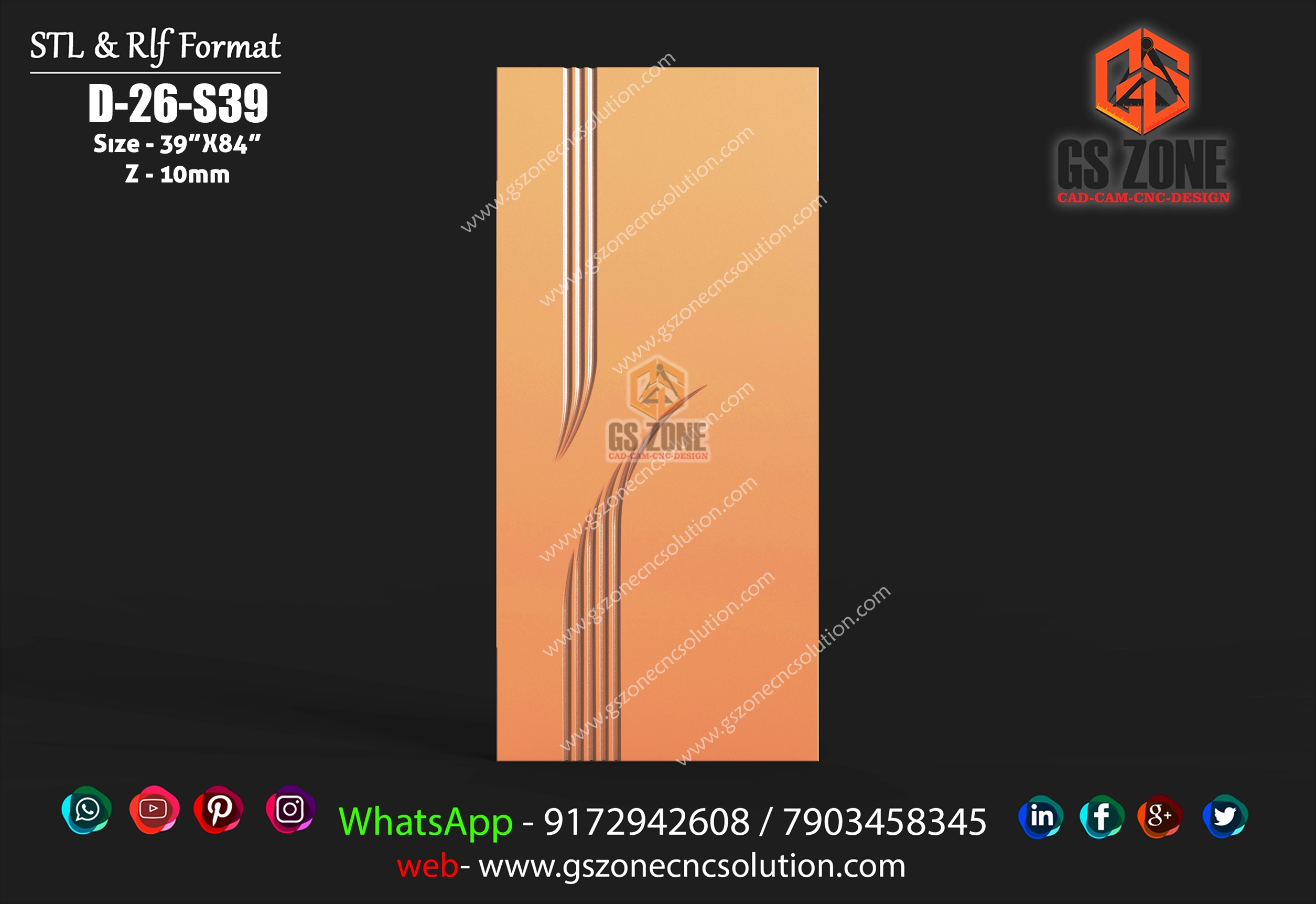 D-26-S39 | Modern Minimalist Flowline 3D CNC Door Panel Design 